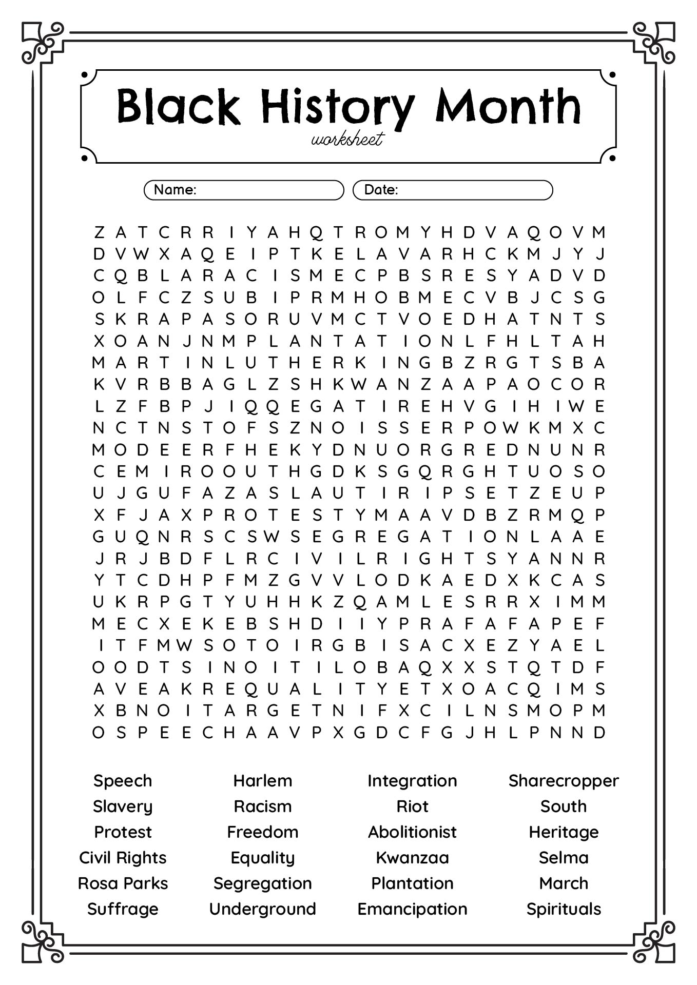 Free Printable Black History Worksheets Pdf Free Printable Black History Worksheets Pdf