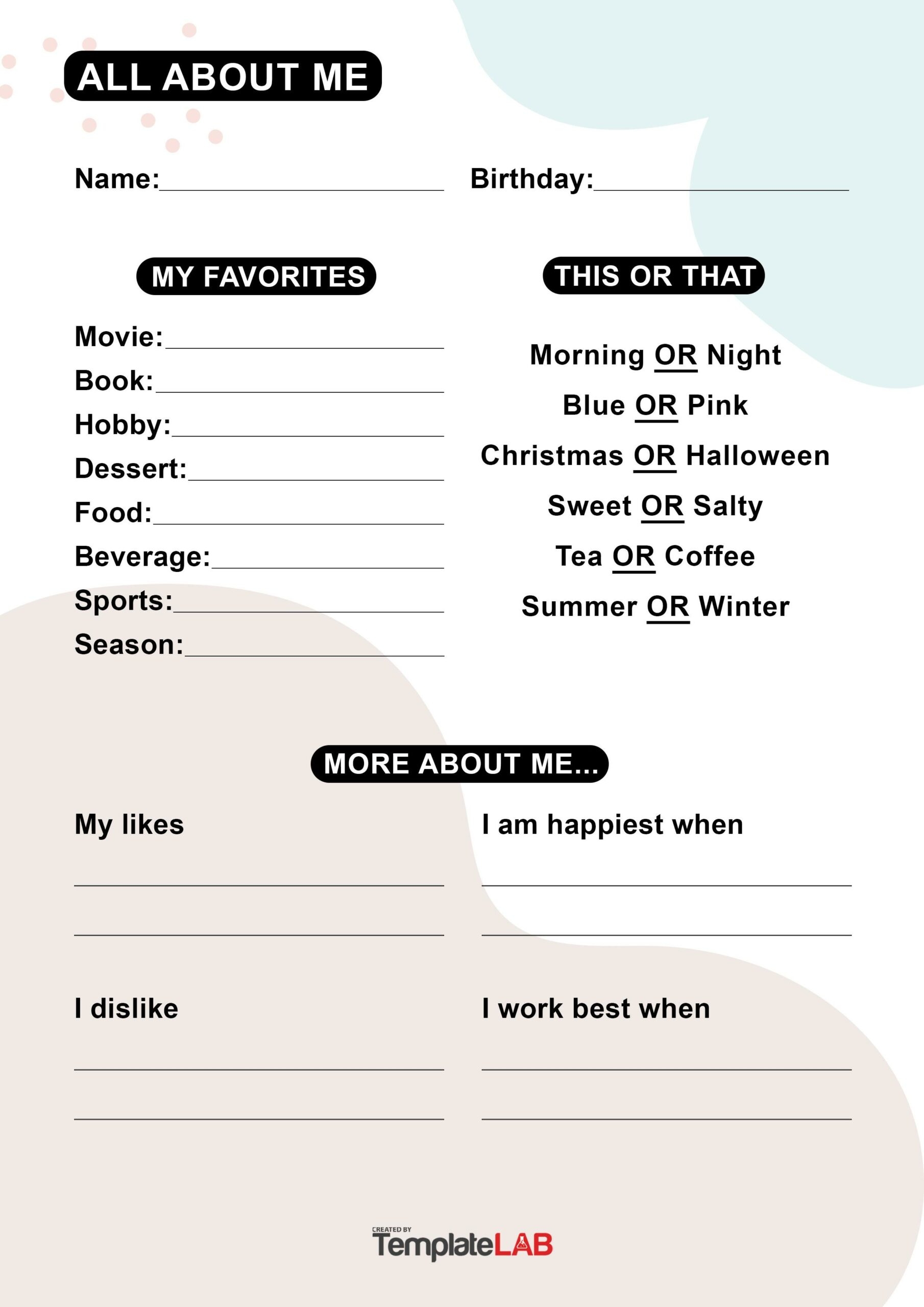 19 Printable All About Me Templates FREE TemplateLab 19 Printable All About Me Templates FREE TemplateLab