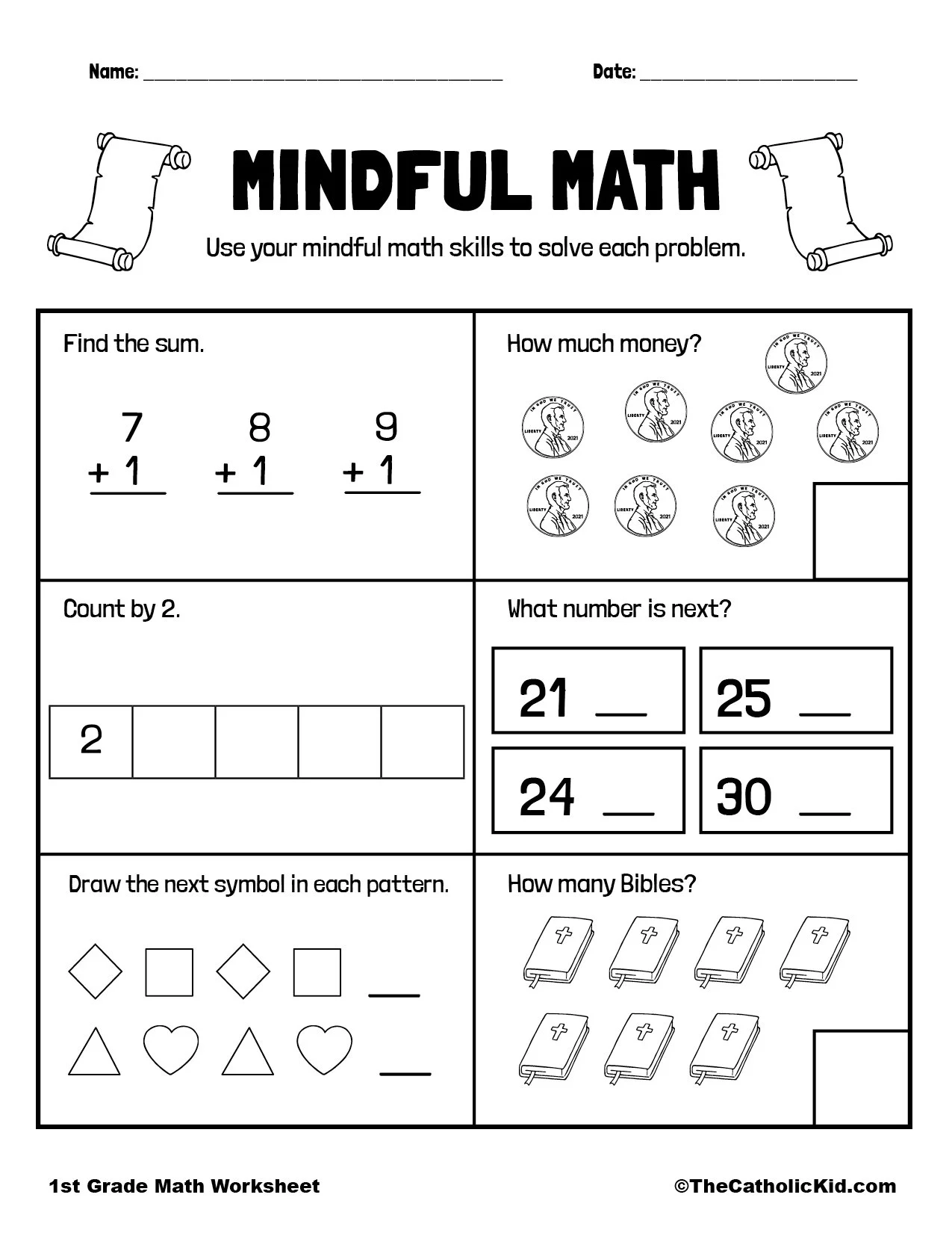 1st Grade Counting Catholic Worksheets TheCatholicKid 1st Grade Counting Catholic Worksheets TheCatholicKid