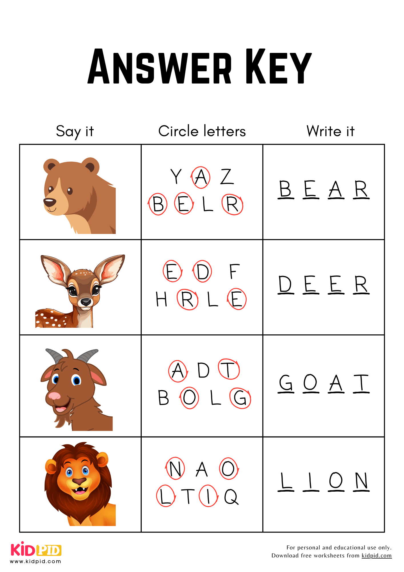 Printable Worksheets For 4 Year Olds