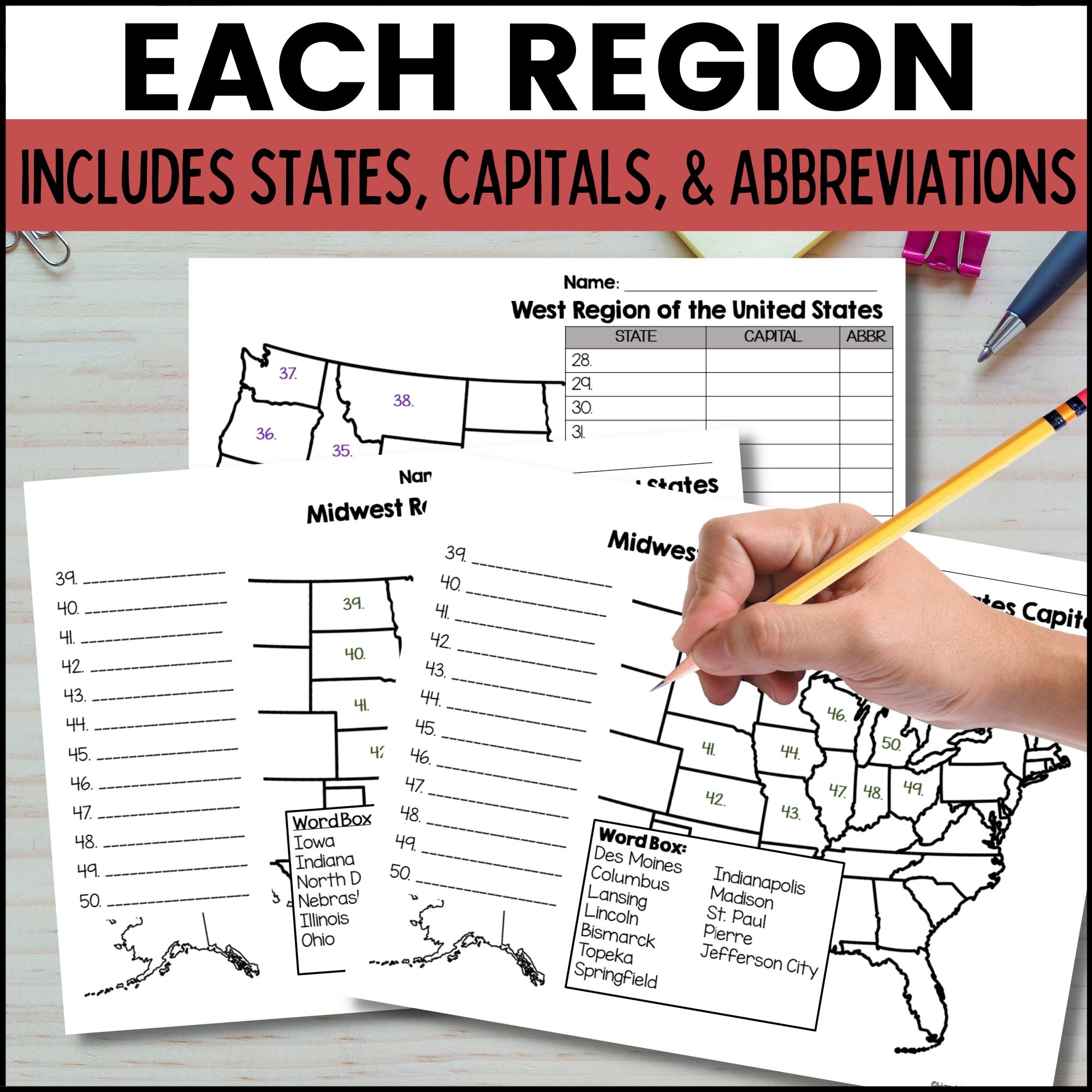 Free Printable State And Capital Worksheets