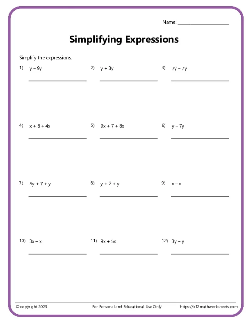 6th Grade Algebra Worksheets 6th Grade Algebra Worksheets