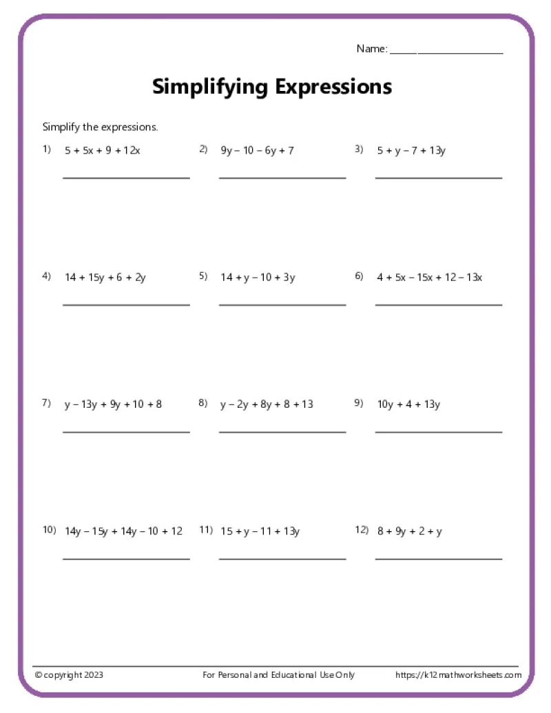6th Grade Algebra Worksheets 6th Grade Algebra Worksheets
