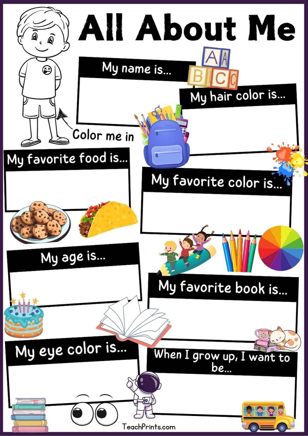 9 Free All About Me Worksheets Printables Teach Prints 9 Free All About Me Worksheets Printables Teach Prints