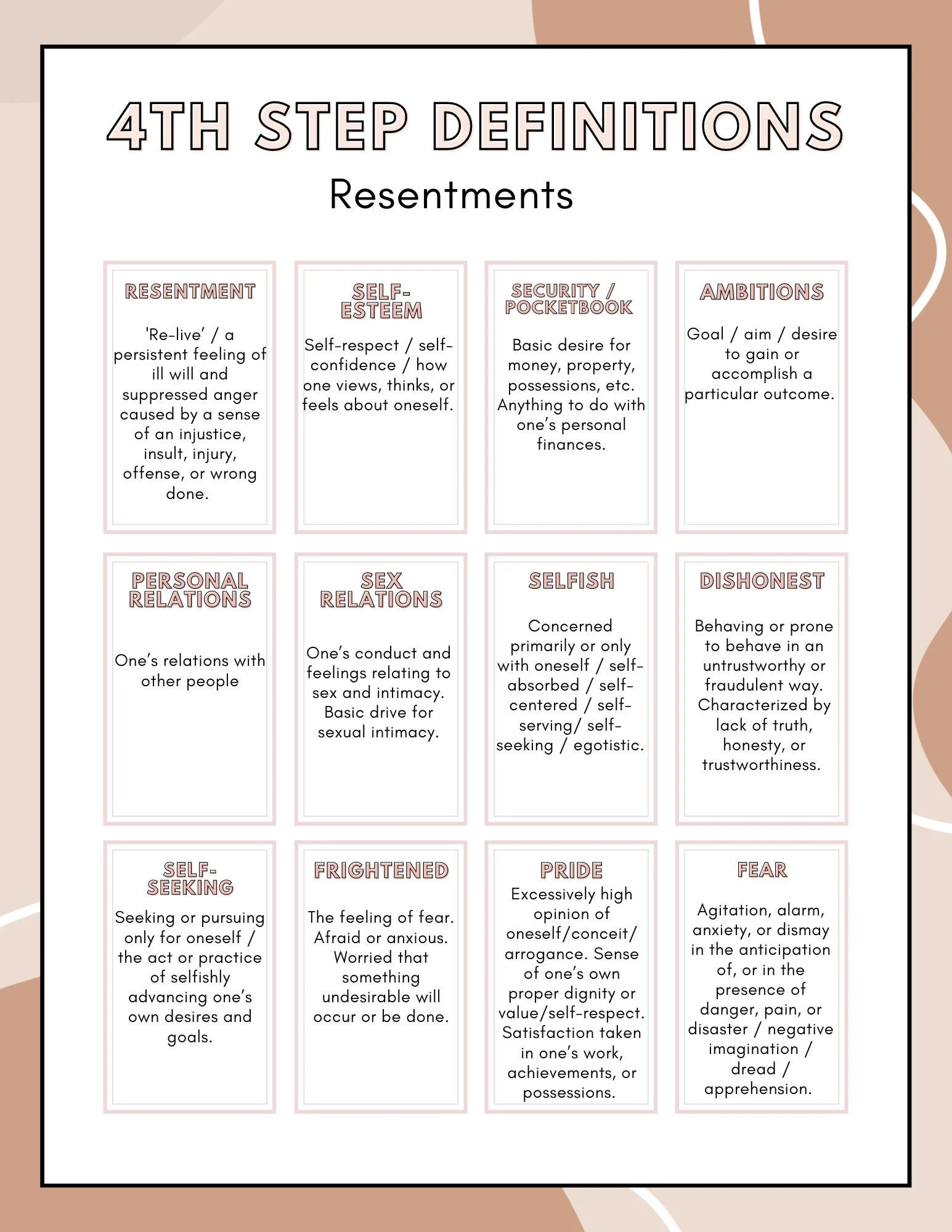 Printable A.A. 4th Step Worksheets Pdf Printable A.A. 4th Step Worksheets Pdf