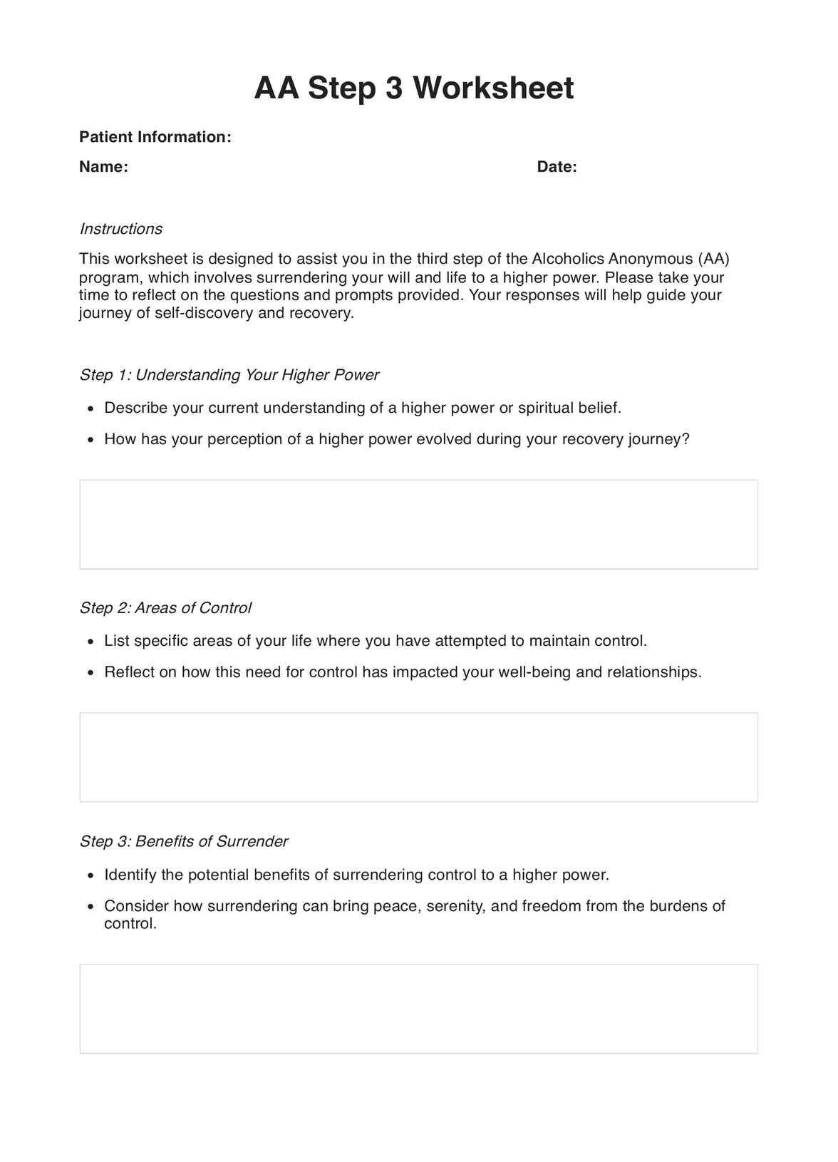 AA Step 6 Worksheets Example Free PDF Download AA Step 6 Worksheets Example Free PDF Download