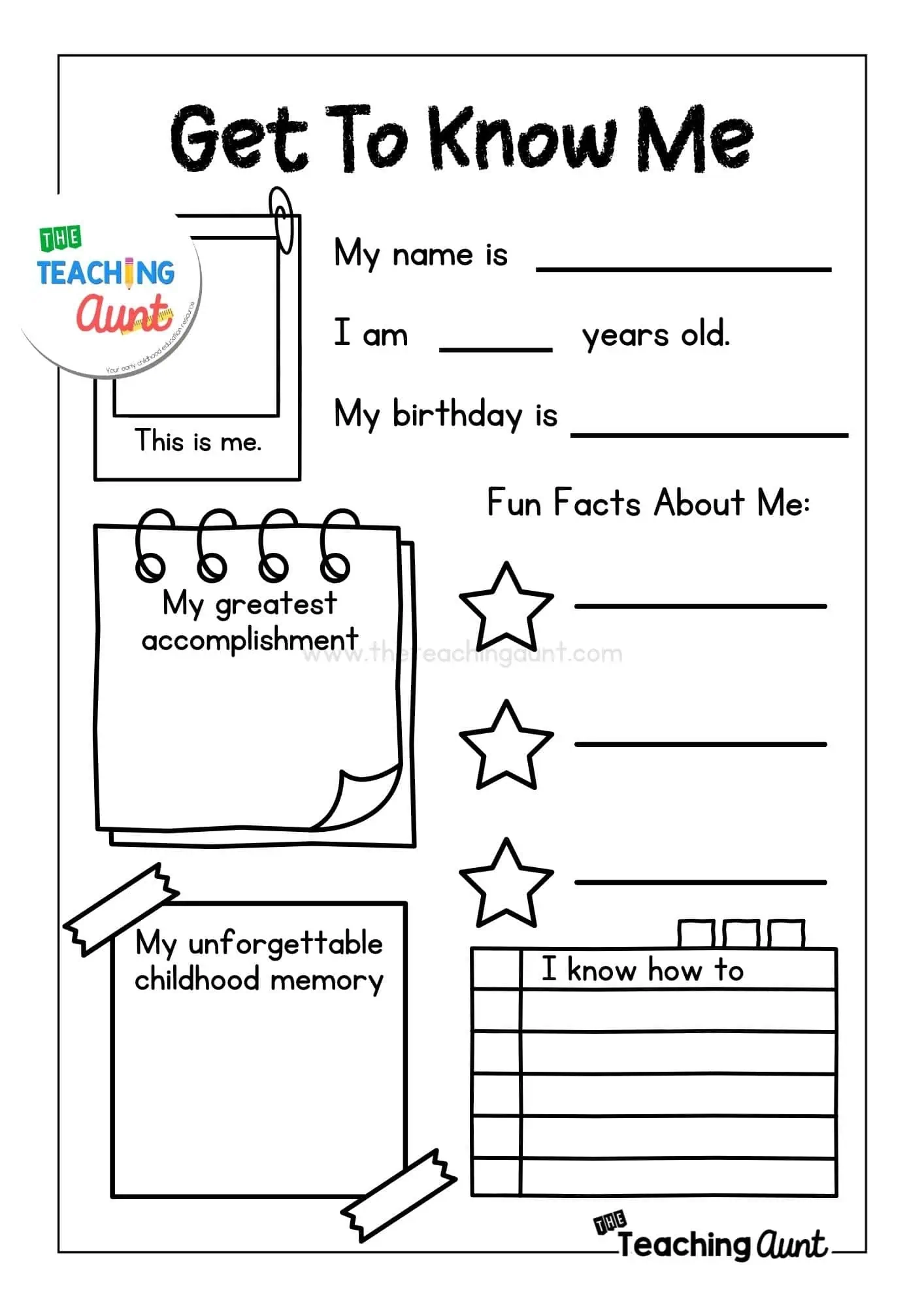 Printable All About Me Worksheet Printable All About Me Worksheet