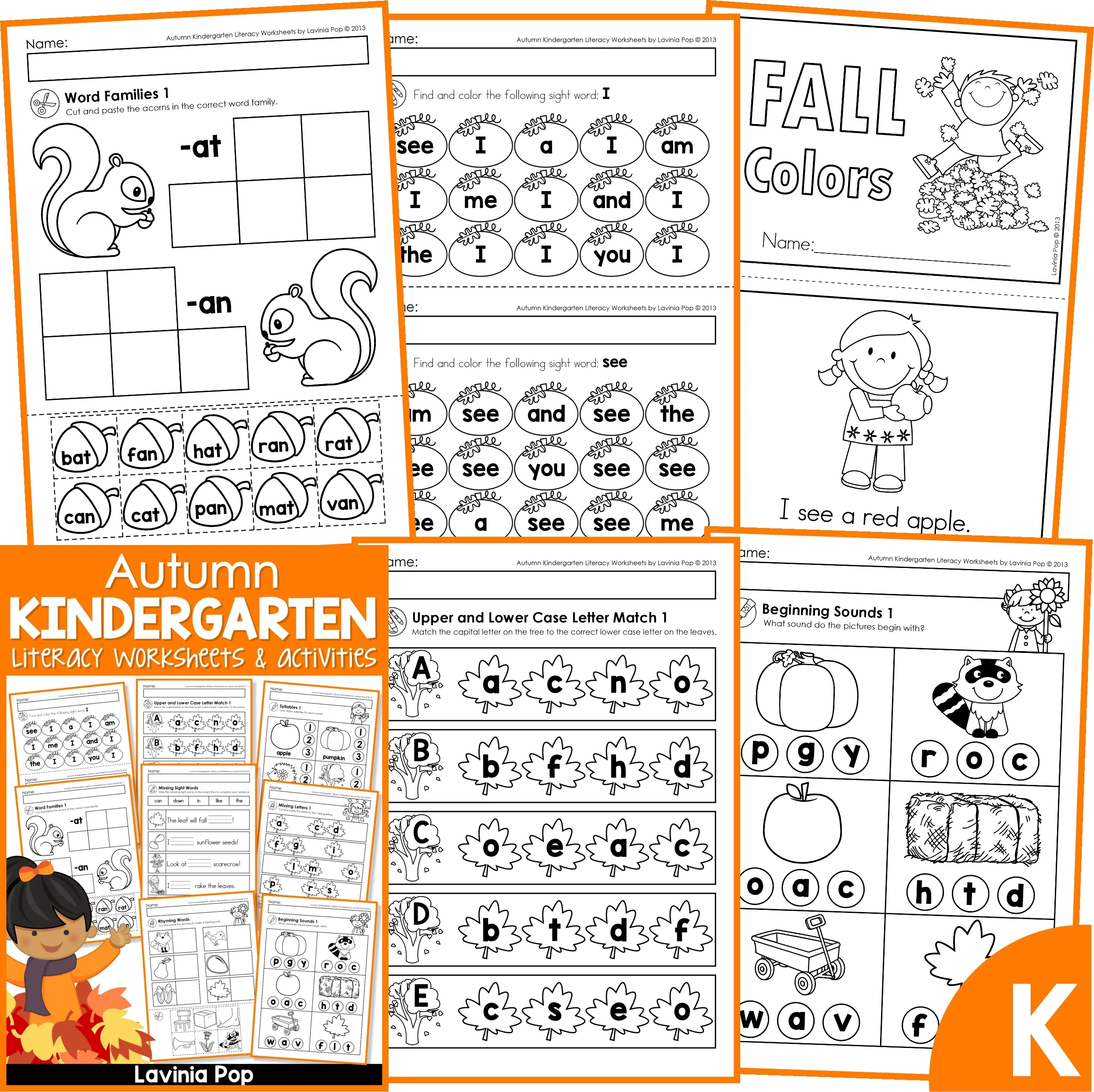 Autumn Fall Kindergarten Literacy Worksheets And Activities No Prep Autumn Fall Kindergarten Literacy Worksheets And Activities No Prep