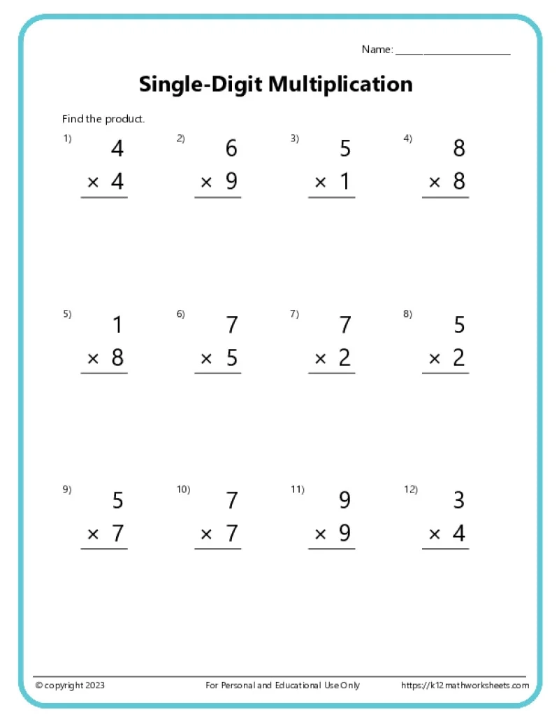 Multiplication Worksheet Printable Multiplication Worksheet Printable