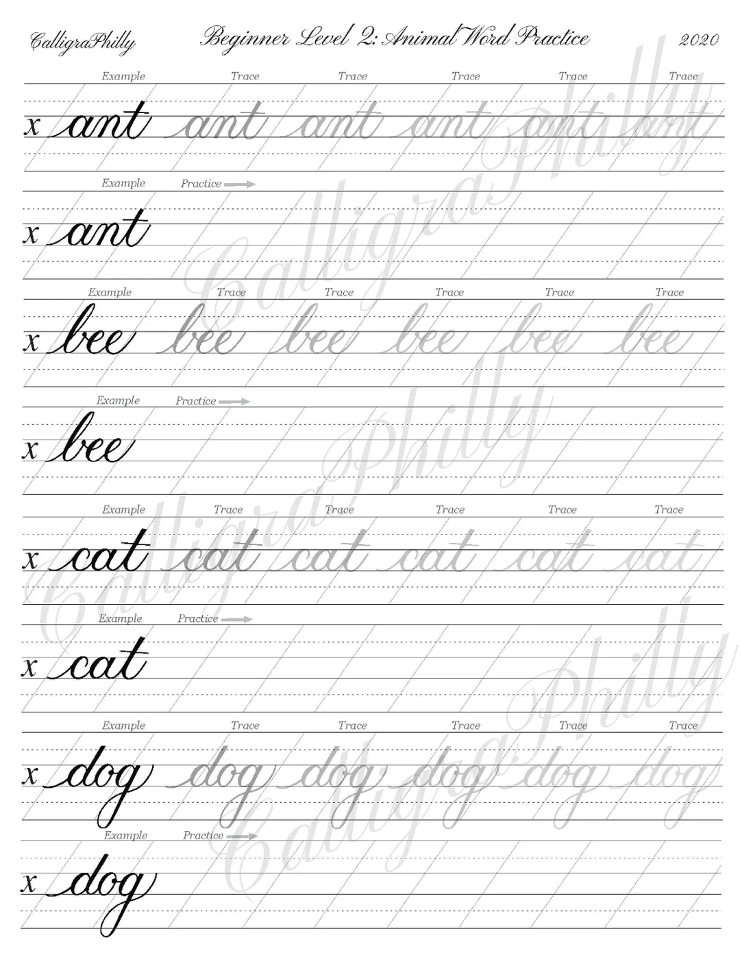 Printable Calligraphy Practice Worksheets