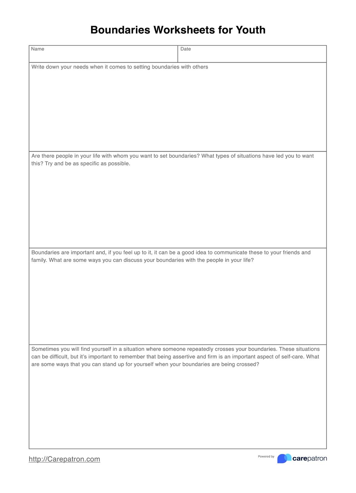 Free Printable Setting Boundaries Worksheet