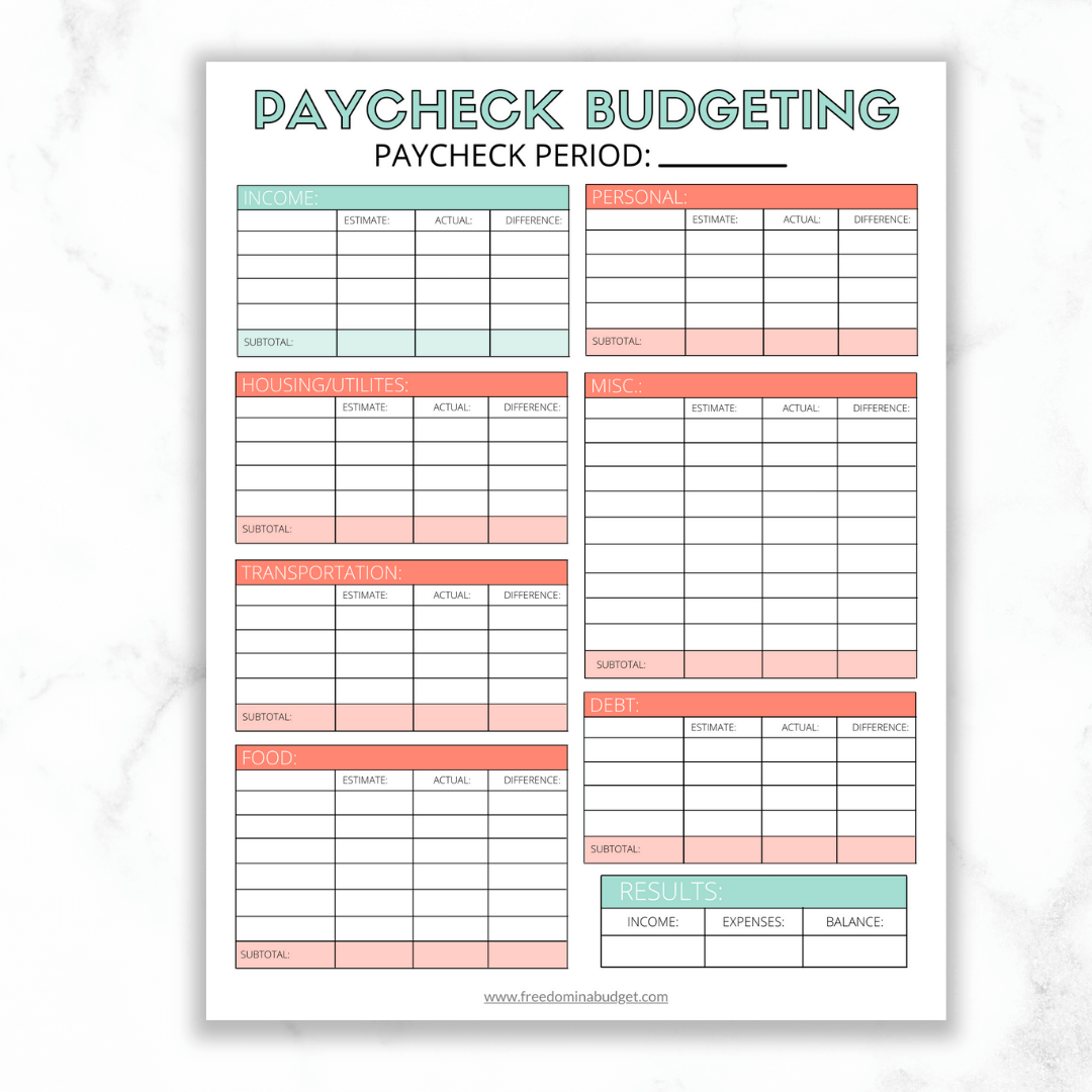 Budget By Paycheck Printable Template Freedom In A Budget Budget By Paycheck Printable Template Freedom In A Budget