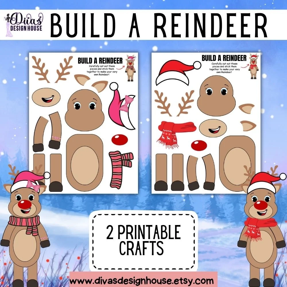 Build A Reindeer PDF Christmas Worksheets Printable Christmas Gam Diva s Design House