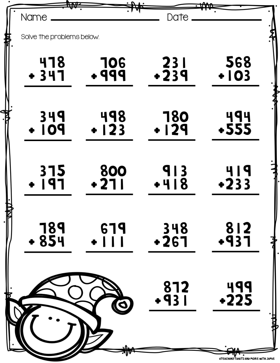 Christmas Math Worksheets Grades 3 5 Teaching Tidbits And More
