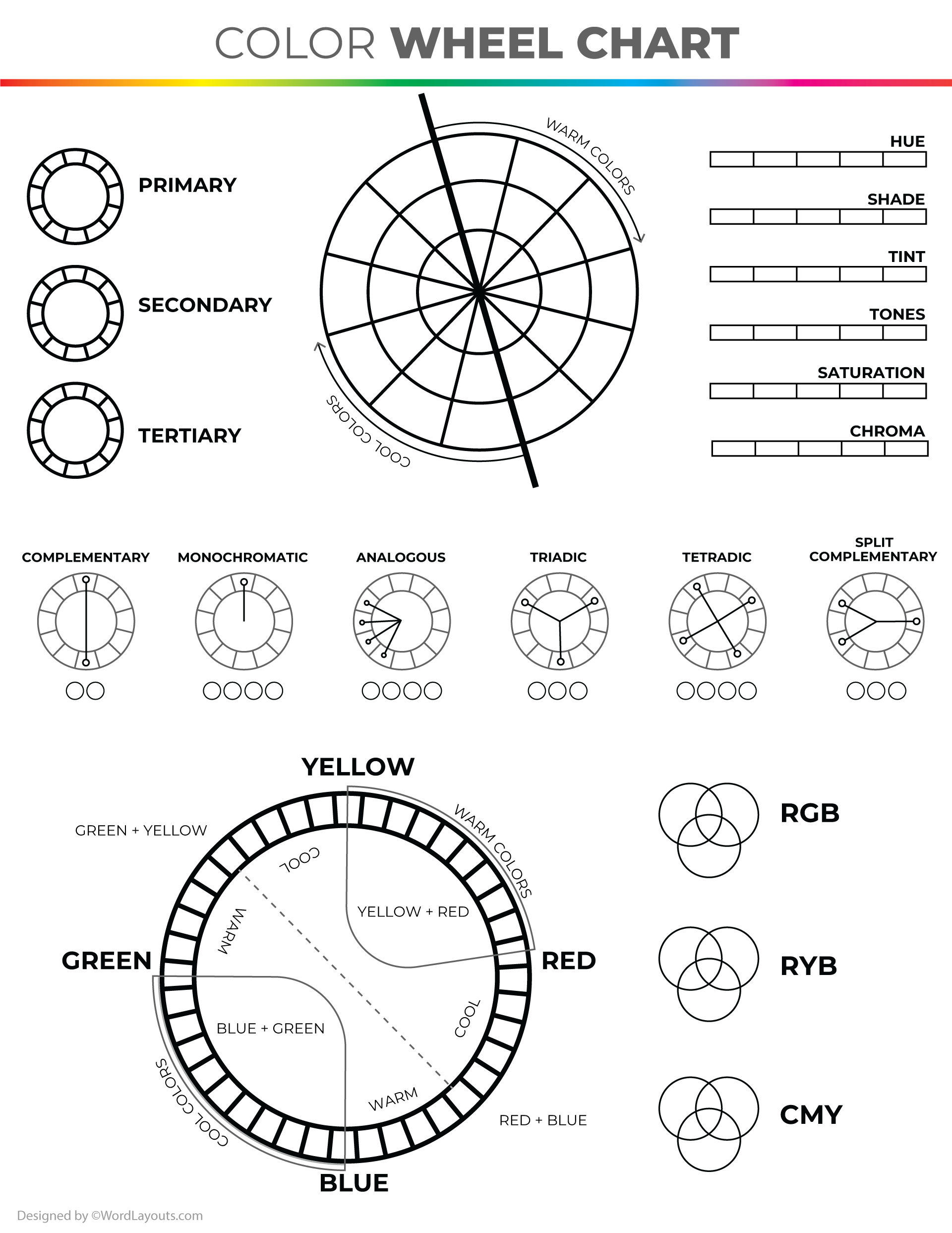 Color Wheel Chart Hues Tints Schemes PDF Color Wheel Chart Hues Tints Schemes PDF
