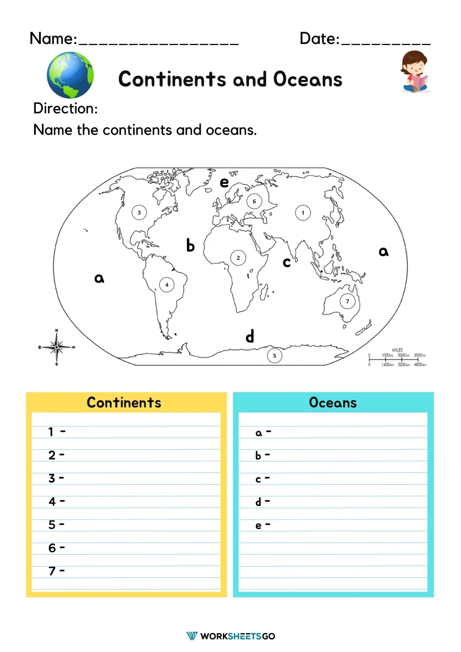 Continents And Oceans WorksheetsGO Continents And Oceans WorksheetsGO