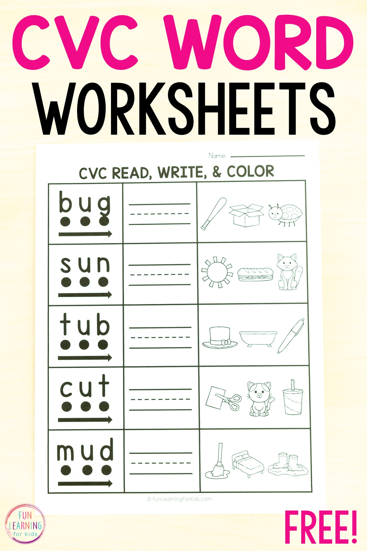 Cvc Words Worksheets Free Printable