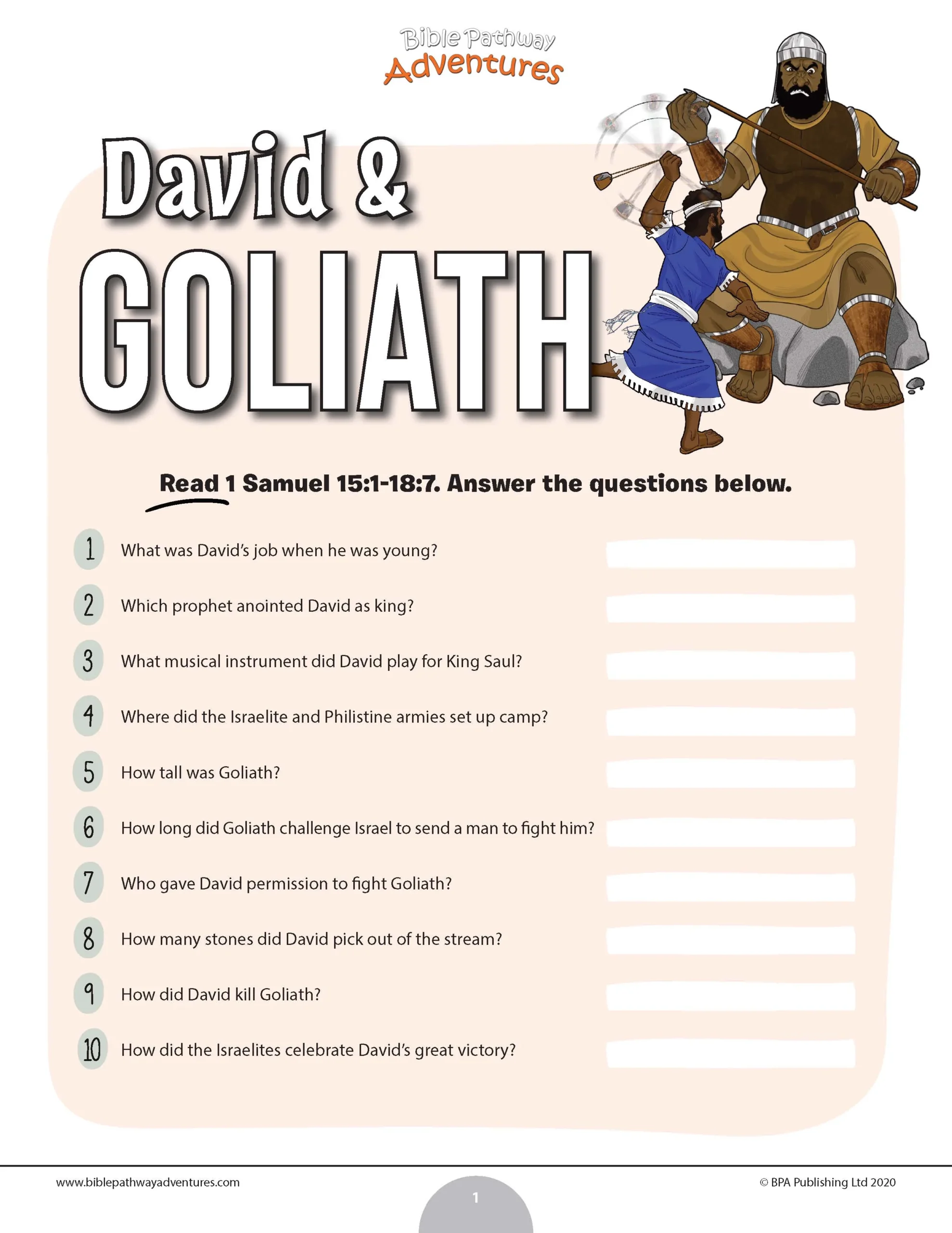David U0026 Goliath Quiz PDF Bible Pathway Adventures David U0026 Goliath Quiz PDF Bible Pathway Adventures