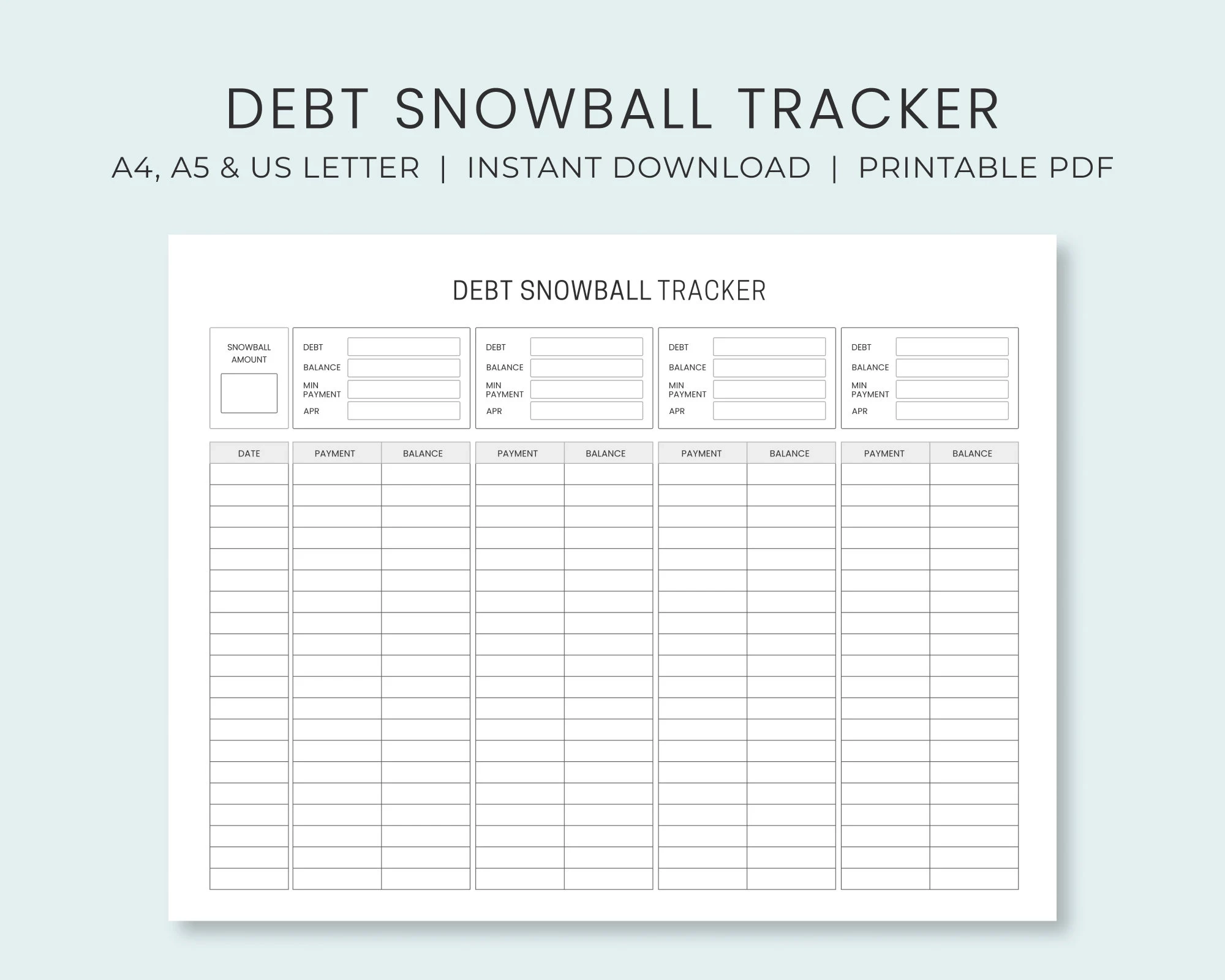 Debt Snowball Tracker Printable Debt Payment Worksheet Debt Payoff Progress Log Debt Free Goal Chart Instant Download Etsy