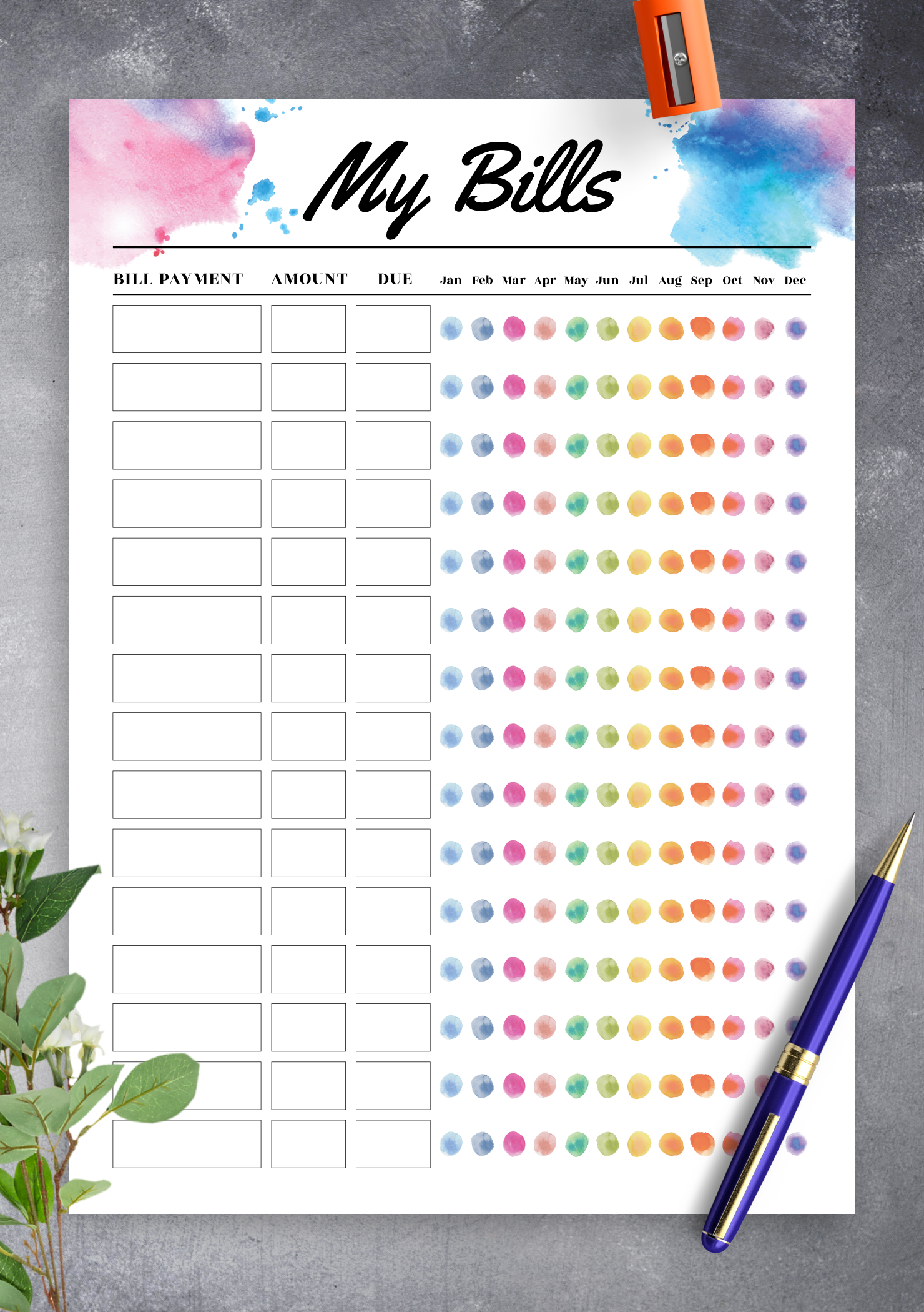 Download Printable Colored Monthly Budget Template PDF Download Printable Colored Monthly Budget Template PDF