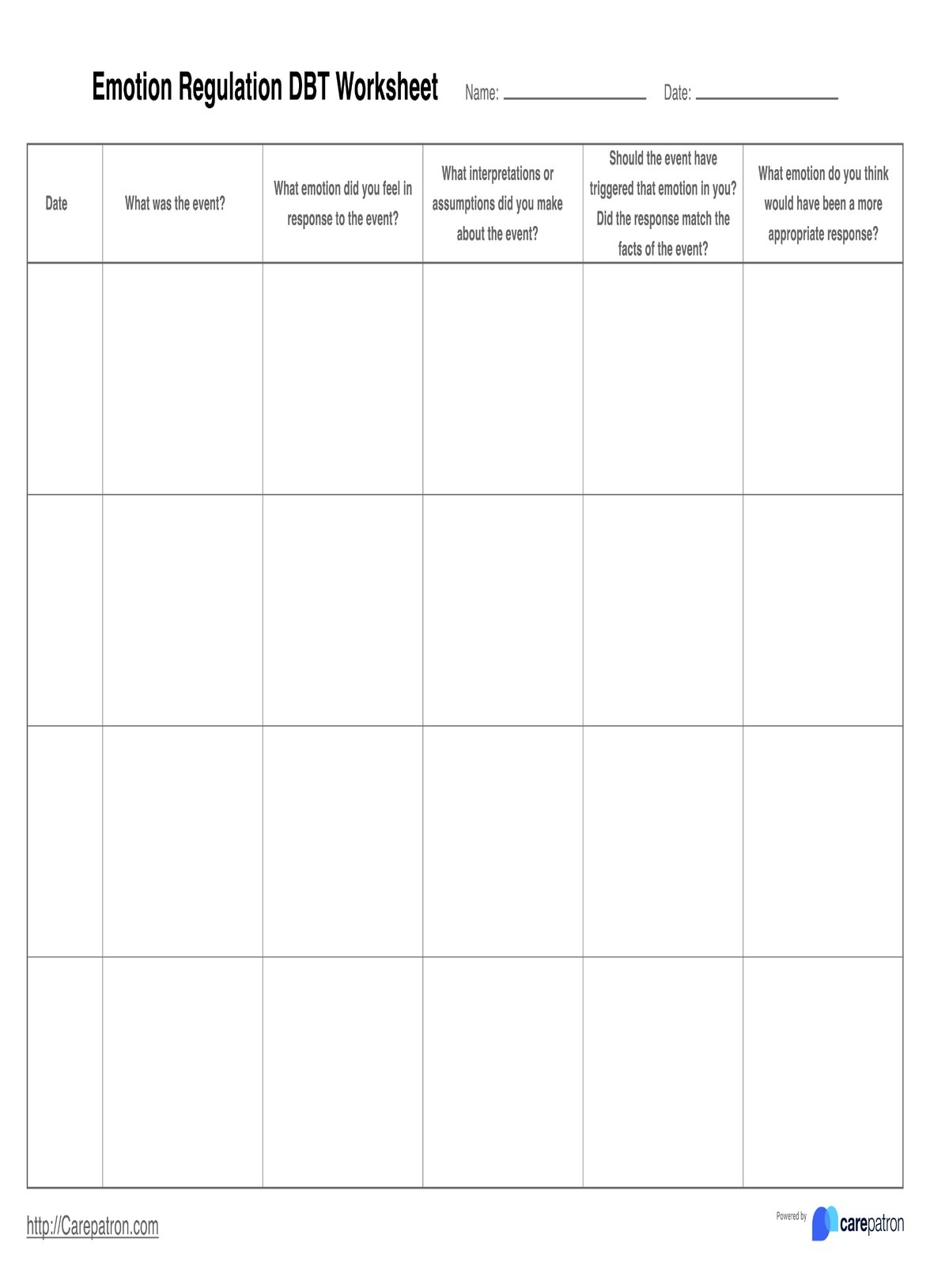 Emotion Regulation DBT Worksheets Example Free PDF Download Emotion Regulation DBT Worksheets Example Free PDF Download