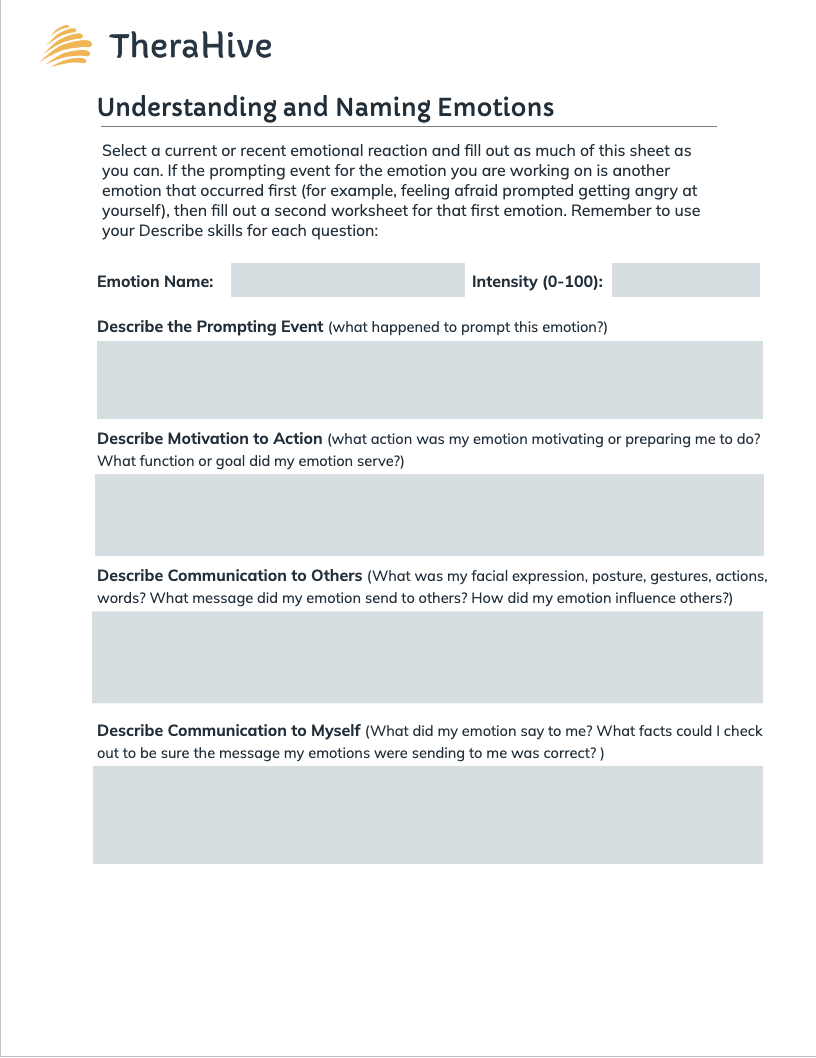 Emotion Regulation Worksheets Emotion Regulation Worksheets