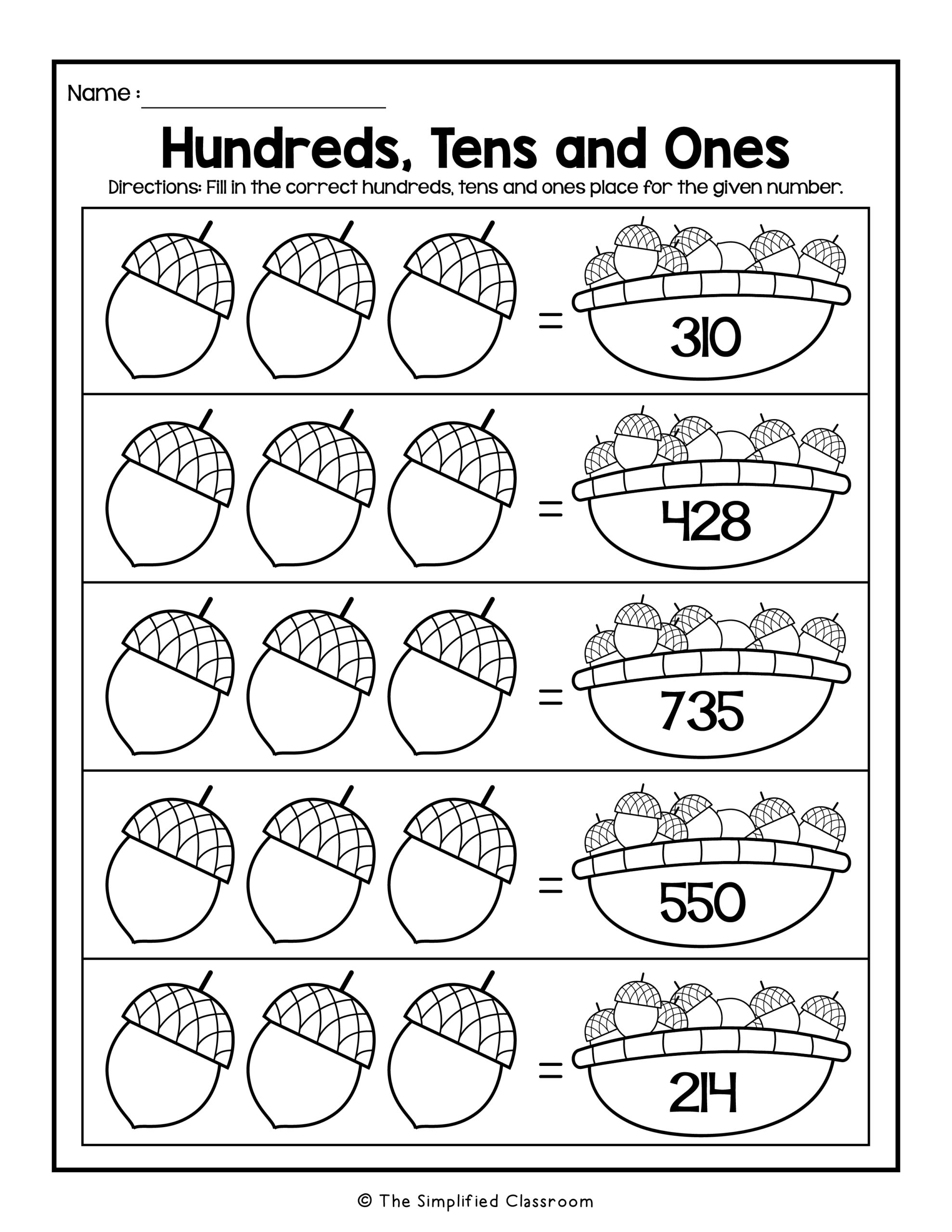 Fall Themed Place Value Math Worksheets The Simplified Classroom Fall Themed Place Value Math Worksheets The Simplified Classroom