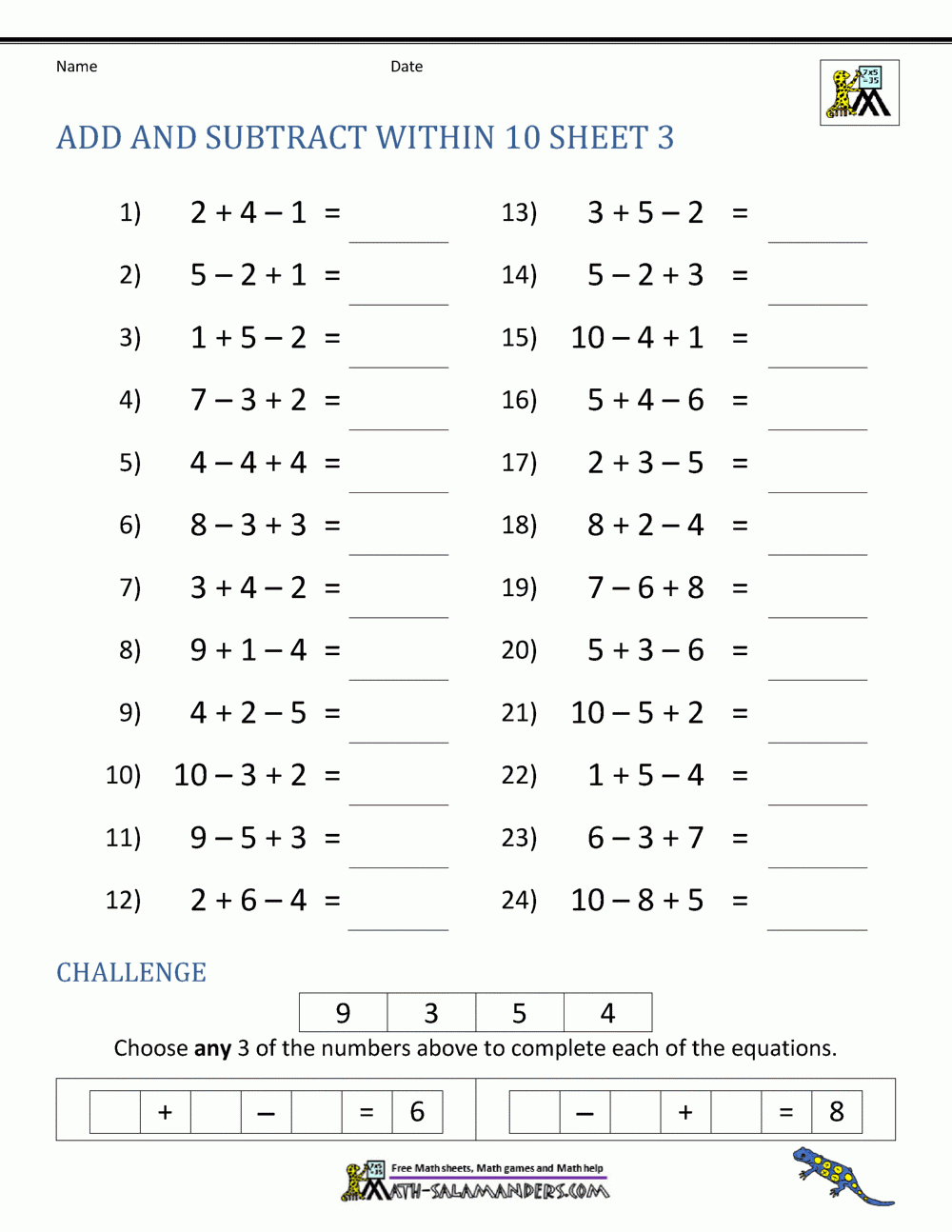 First Grade Addition And Subtraction Facts To 12 First Grade Addition And Subtraction Facts To 12