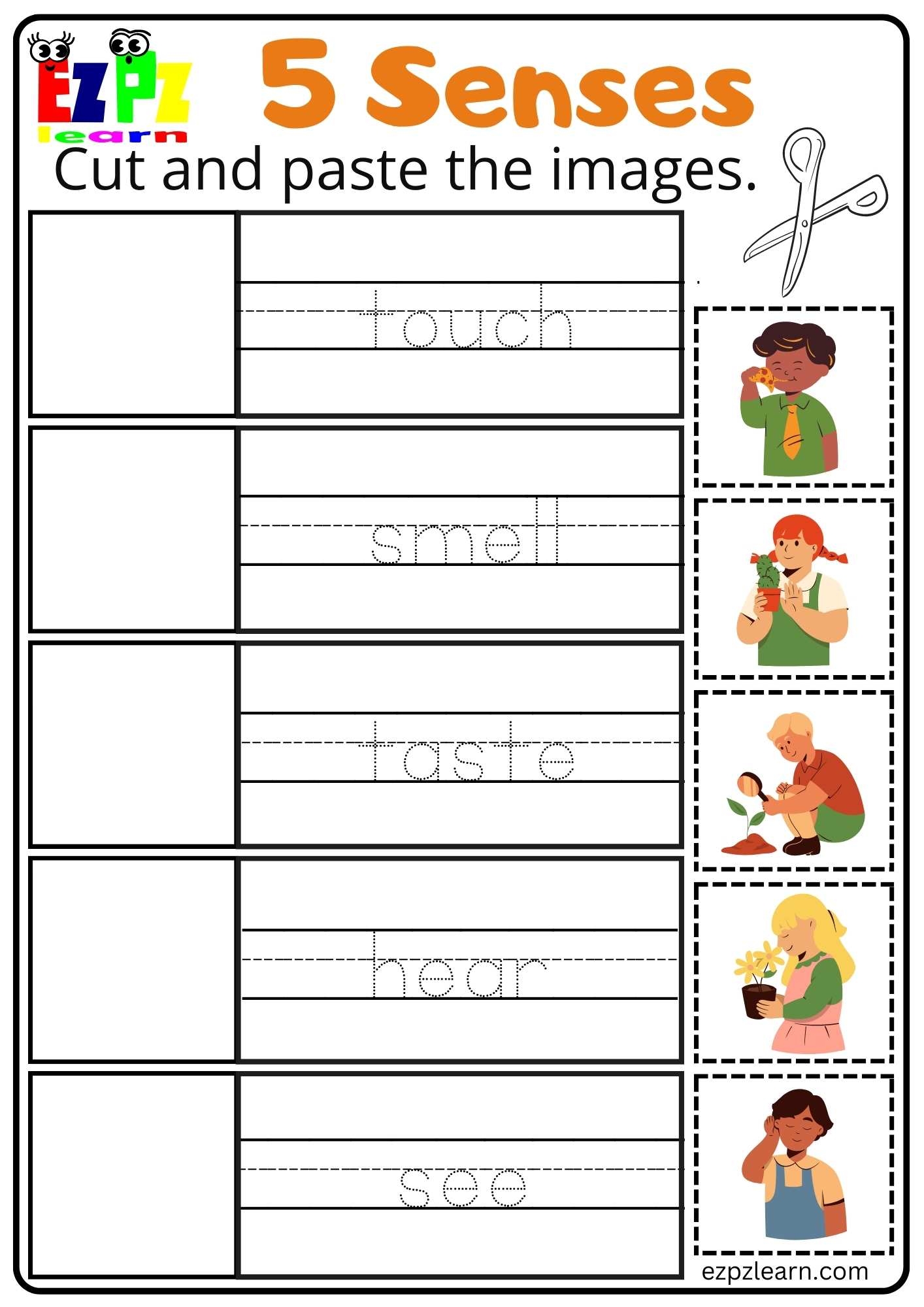 Five Senses Cut And Paste Worksheet For Kindergarten And ESL Students Free Download Ezpzlearn Five Senses Cut And Paste Worksheet For Kindergarten And ESL Students Free Download Ezpzlearn