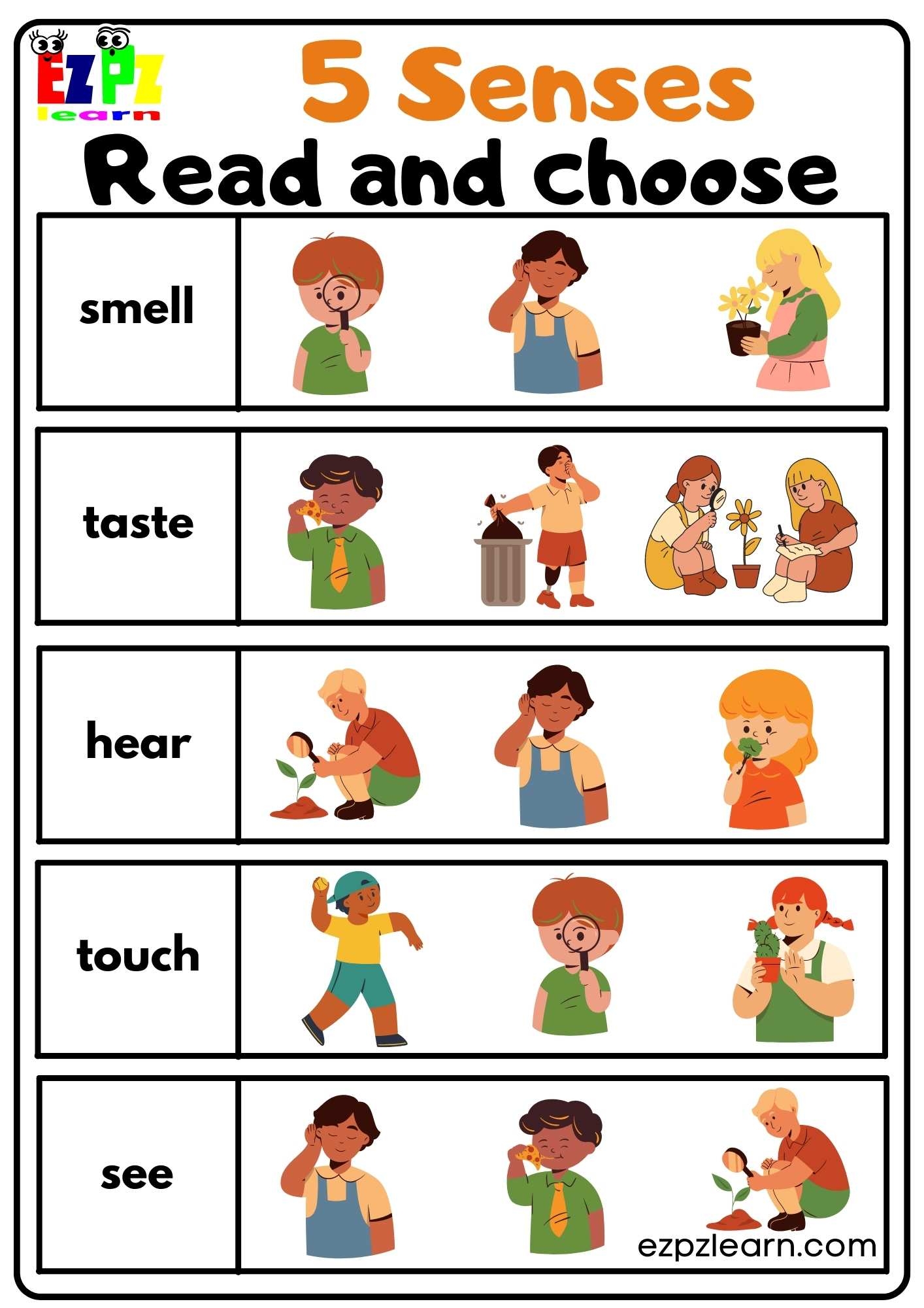 Preschool Free Printable Five Senses Worksheets Preschool Free Printable Five Senses Worksheets