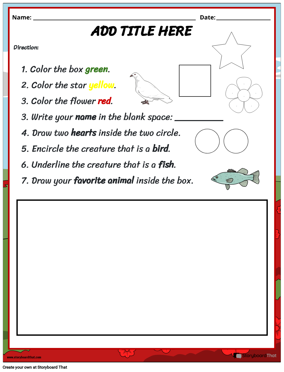 Following Directions Worksheets For Students StoryboardThat Following Directions Worksheets For Students StoryboardThat