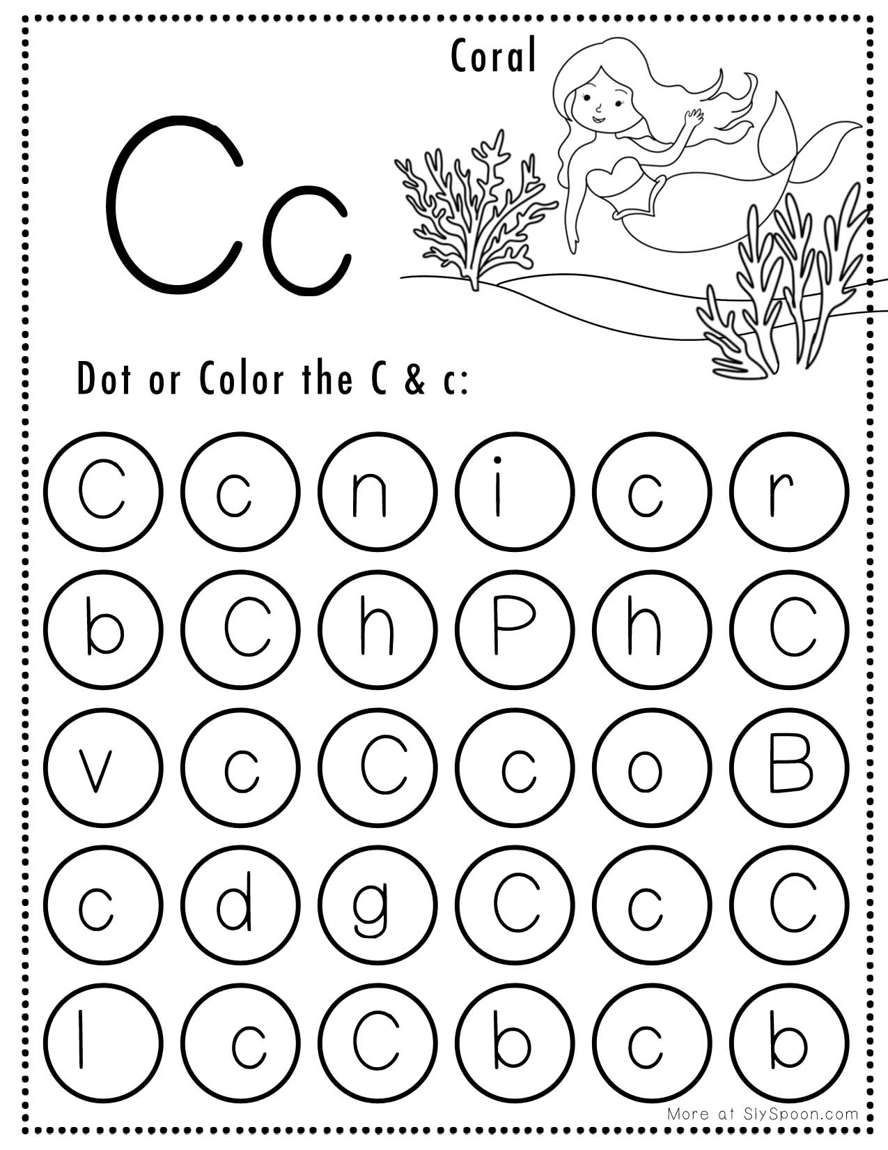 Free Alphabet Do A Dot Printables Worksheets Letter C Mermaid Free Alphabet Do A Dot Printables Worksheets Letter C Mermaid