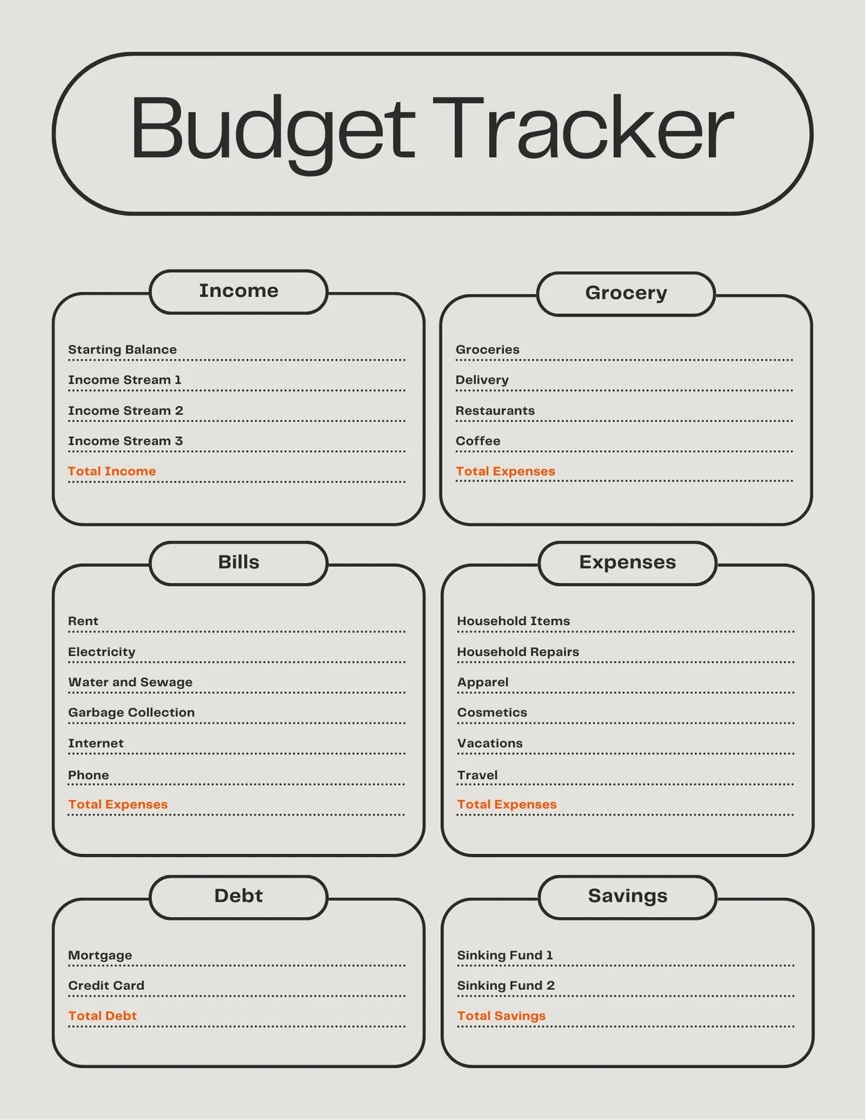 Free Printable Beginner Simple Budget Worksheet
