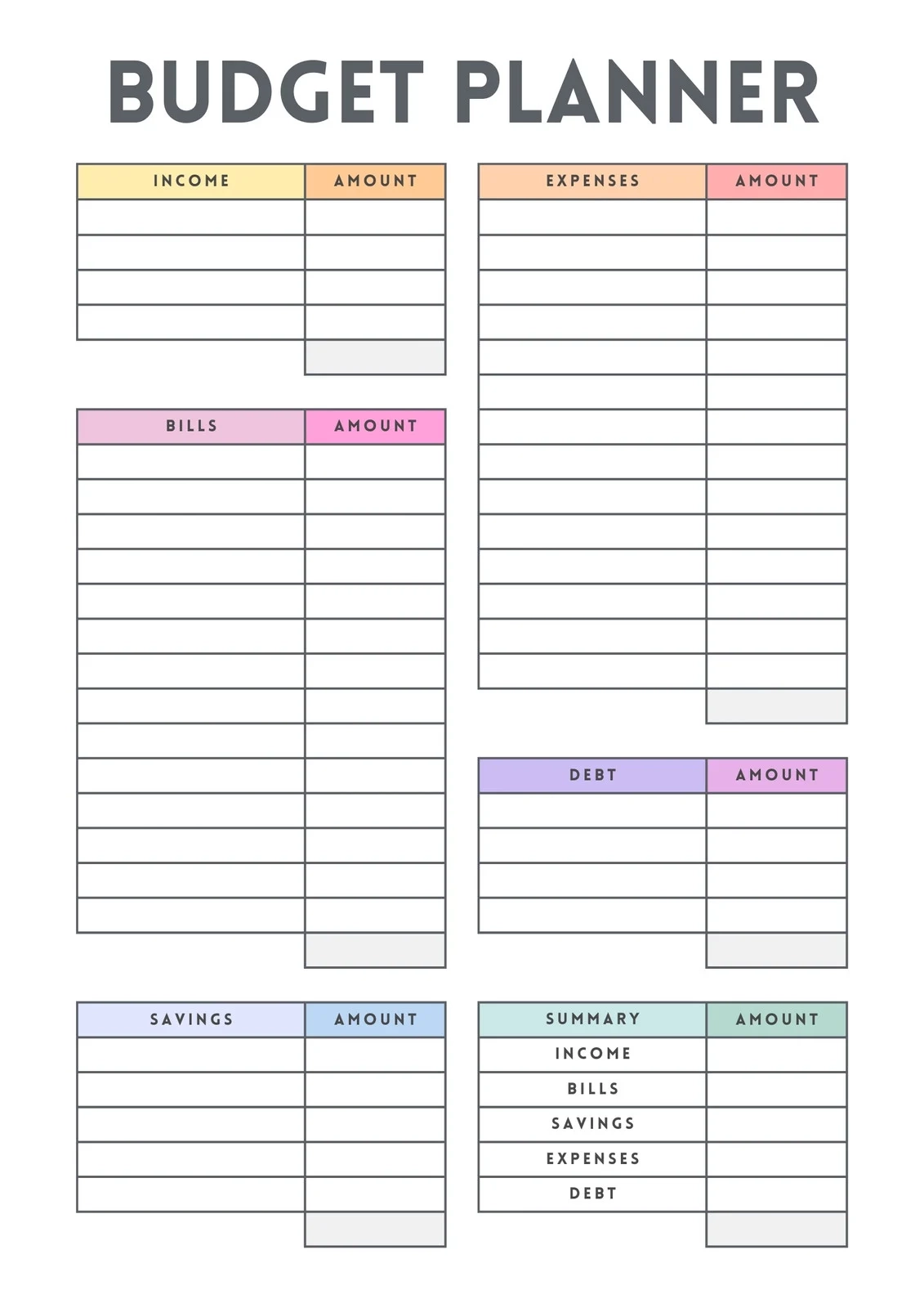 Budgeting Worksheets Printable