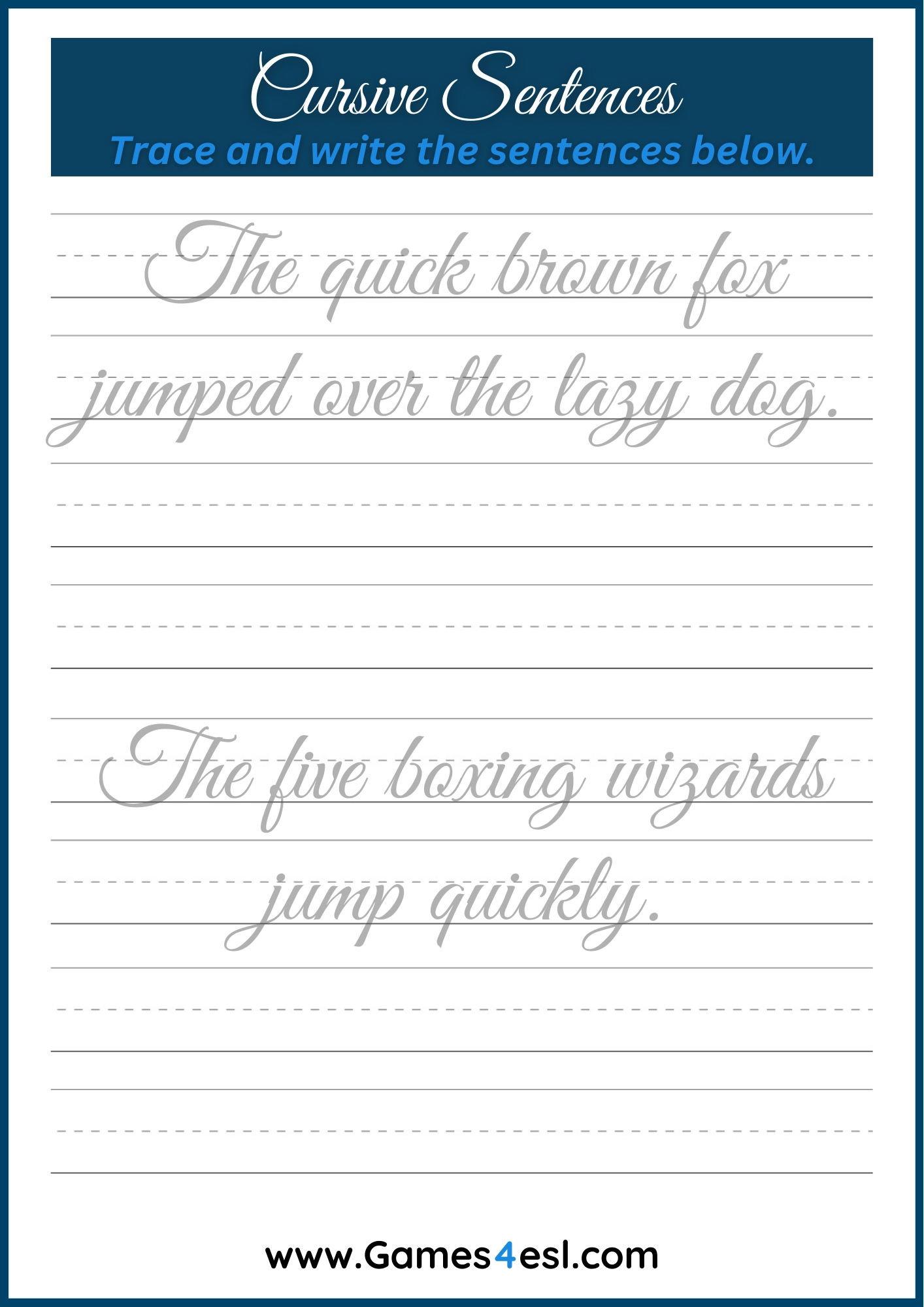 Free Cursive Writing Worksheets To Practice Writing Cursive Letters Games4esl Free Cursive Writing Worksheets To Practice Writing Cursive Letters Games4esl