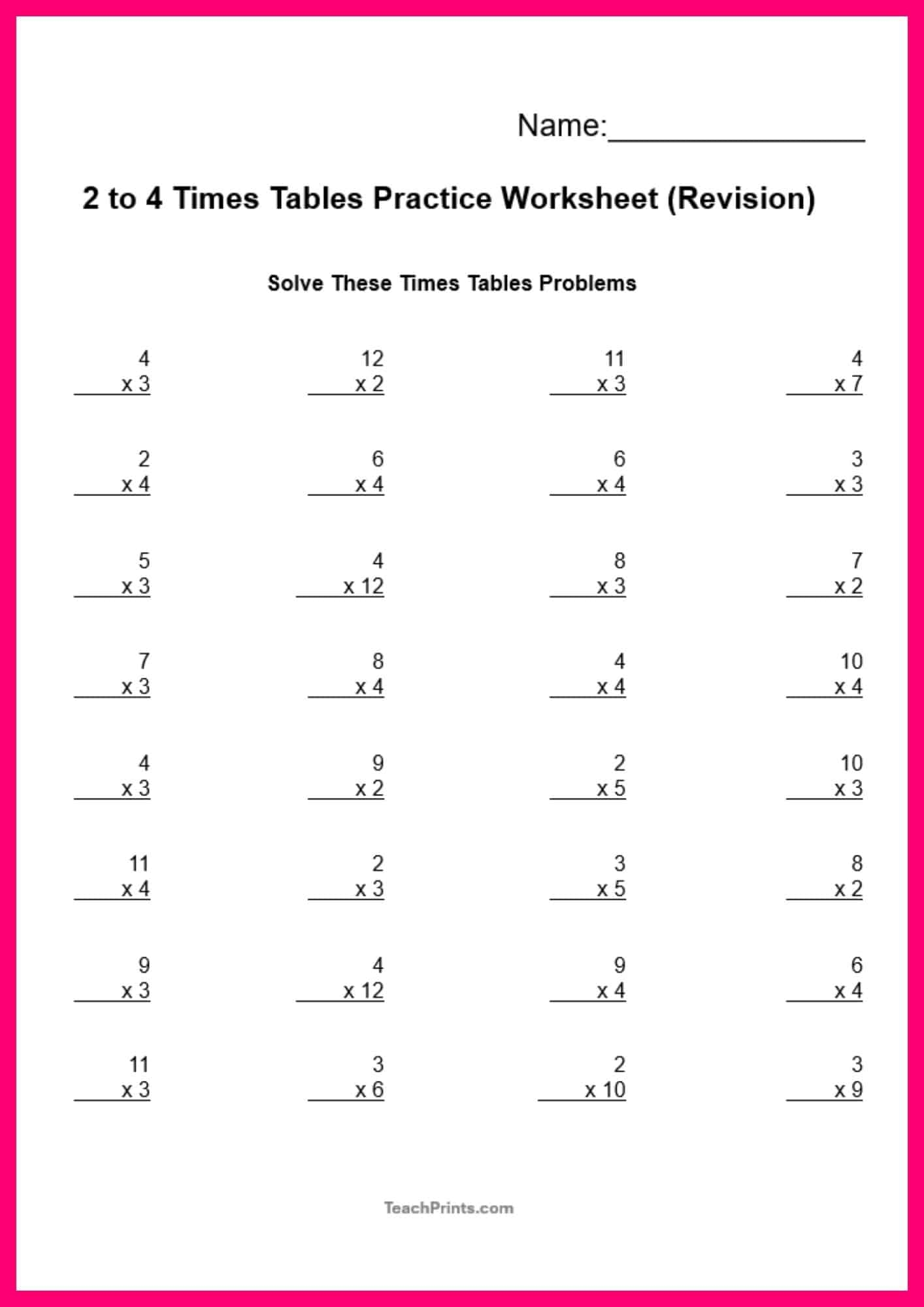 Free Four Times Tables Worksheets 8 Versions Teach Prints Free Four Times Tables Worksheets 8 Versions Teach Prints