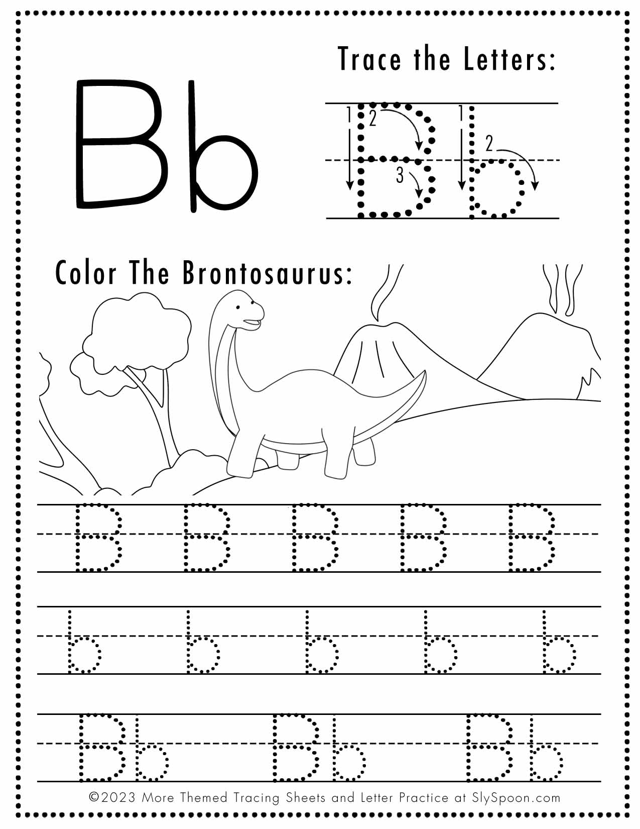 Free Letter B Tracing Worksheets Dinosaur Themed Printable Sly Spoon Free Letter B Tracing Worksheets Dinosaur Themed Printable Sly Spoon