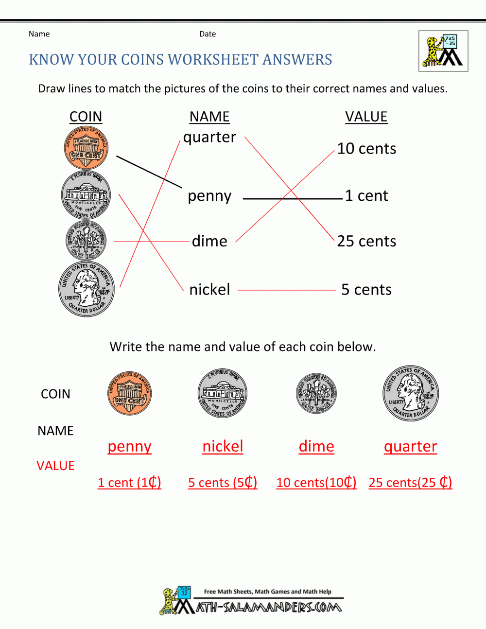 Free Math Money Worksheets 1st Grade Free Math Money Worksheets 1st Grade
