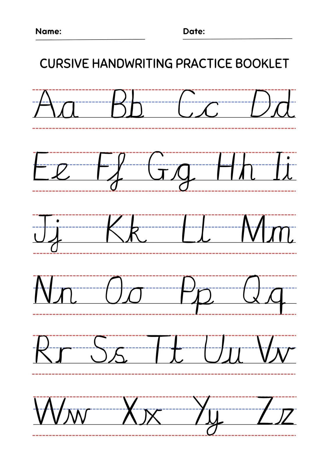 Cursive Worksheets Printable Free