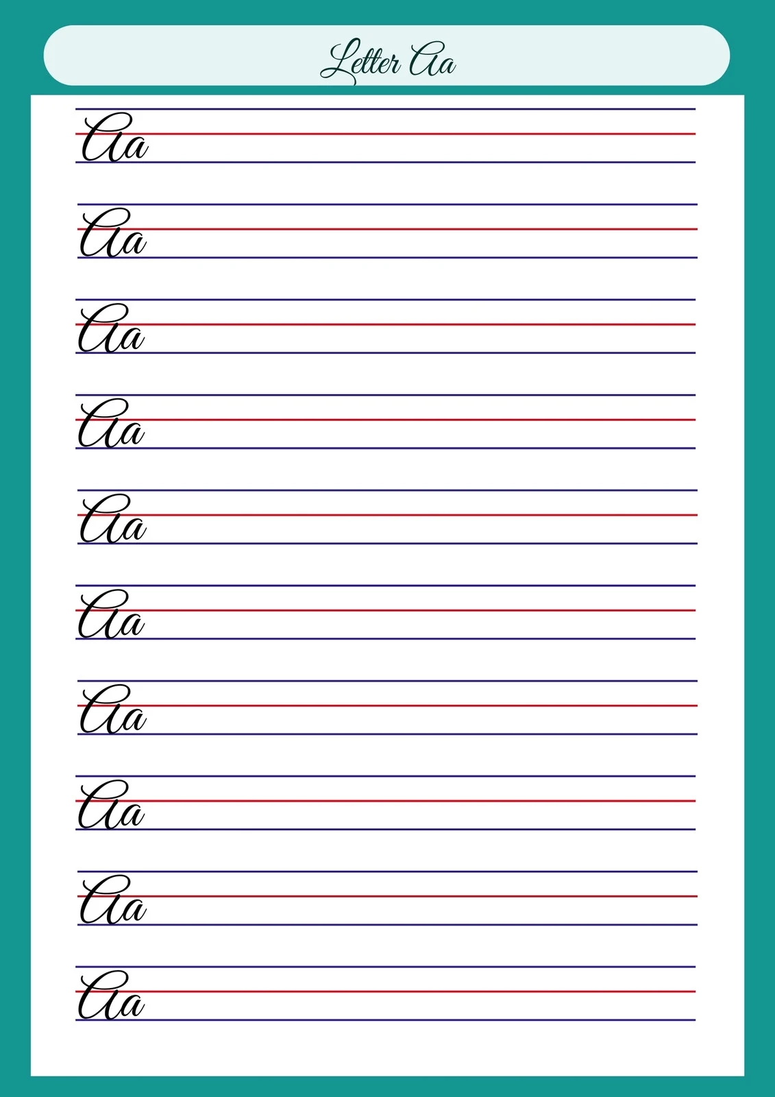 Printable Cursive Letters Worksheet