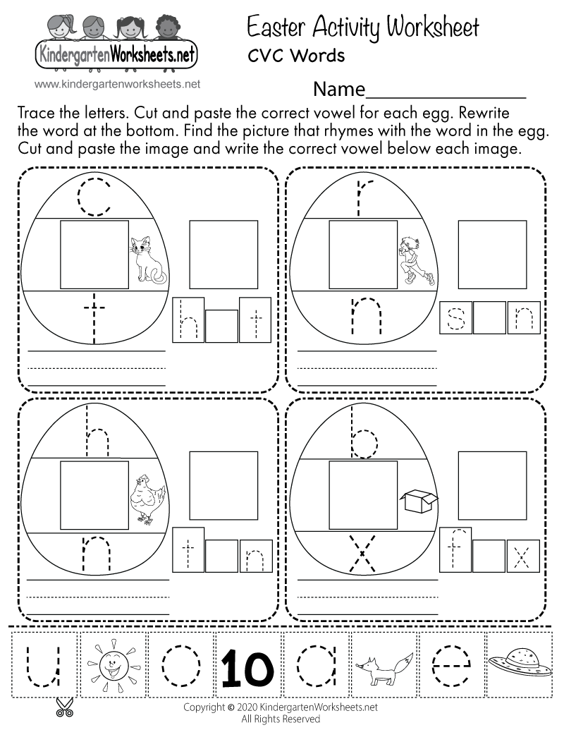 Free Printable Easter CVC Words Activity Worksheet Free Printable Easter CVC Words Activity Worksheet