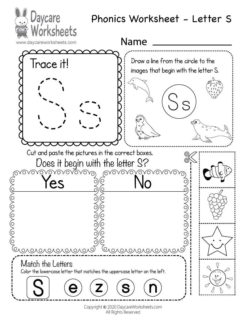 Free Printable Letter S Beginning Sounds Phonics Worksheet For Preschool Free Printable Letter S Beginning Sounds Phonics Worksheet For Preschool