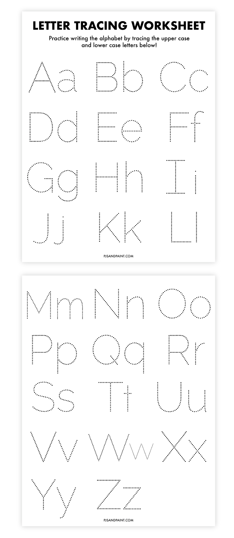 Free Printable Letter Tracing Worksheet Pjs And Paint Free Printable Letter Tracing Worksheet Pjs And Paint