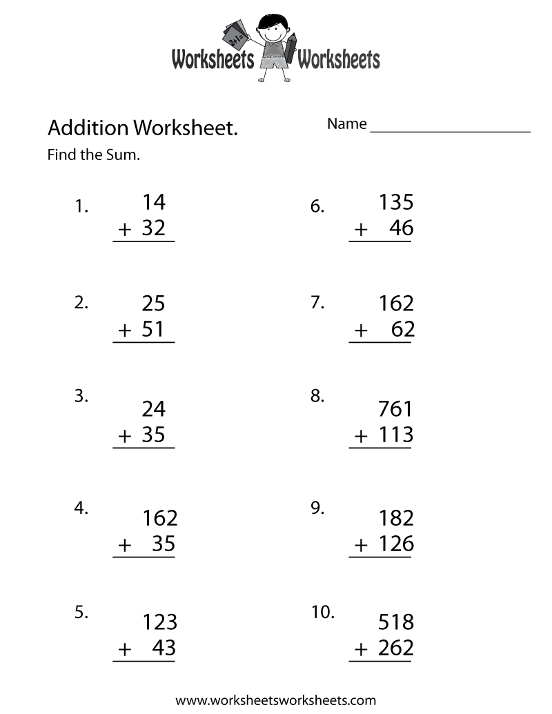 Free Printable Math Addition Worksheet Free Printable Math Addition Worksheet