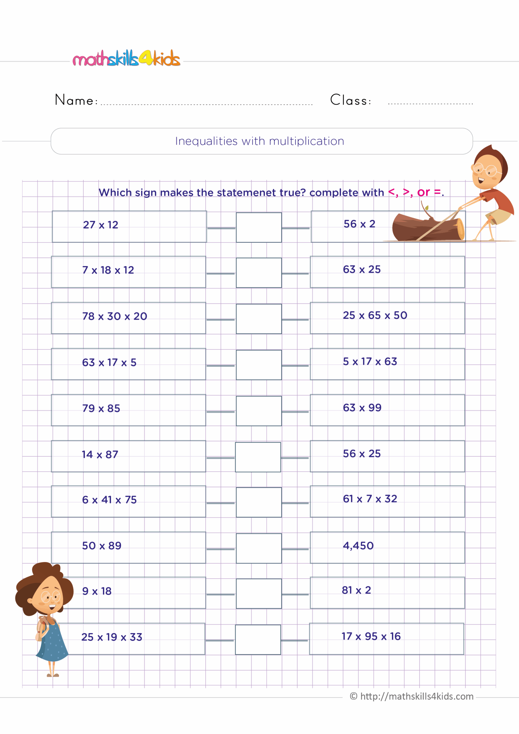 4th Grade Multiplication Worksheets Free Printable