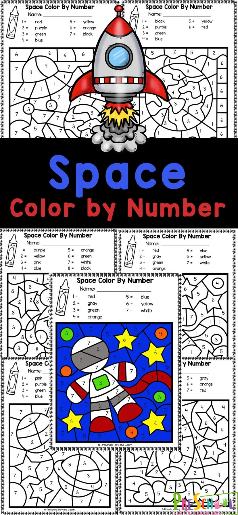 FREE Printable Outer Space Color By Number Preschool Worksheet FREE Printable Outer Space Color By Number Preschool Worksheet