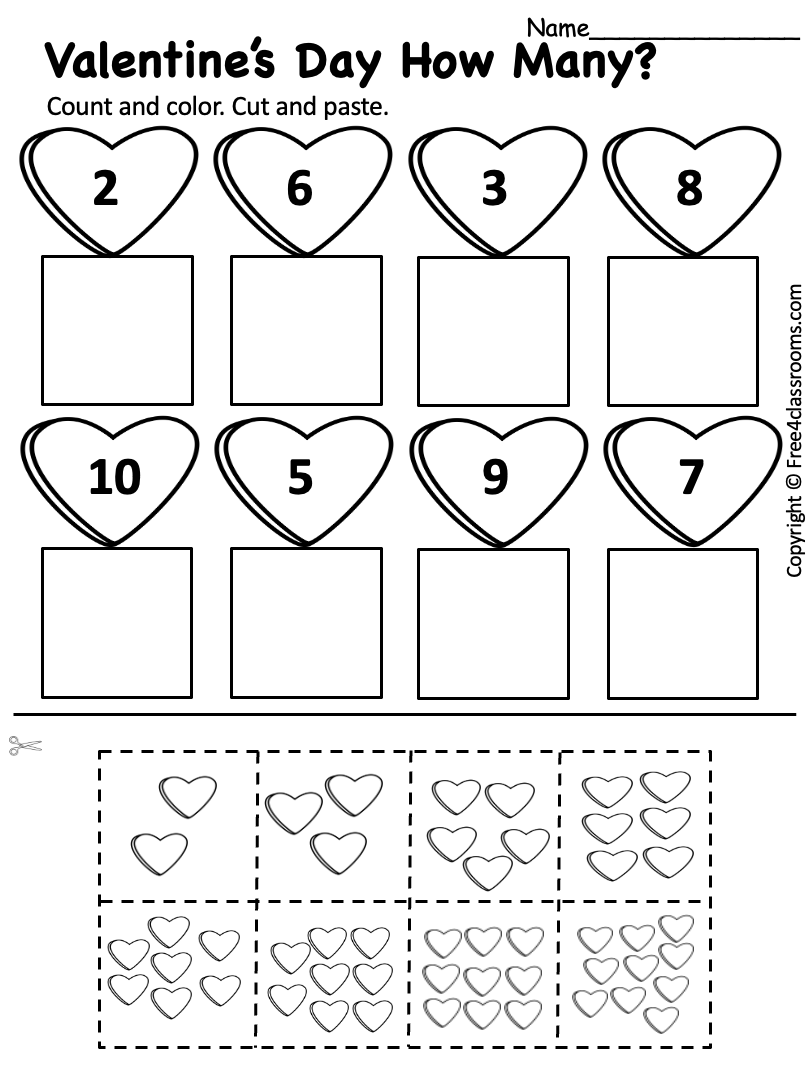 Free Printable Preschool Worksheet Valentine s Day Cut And Paste Free Worksheets Free4Classrooms