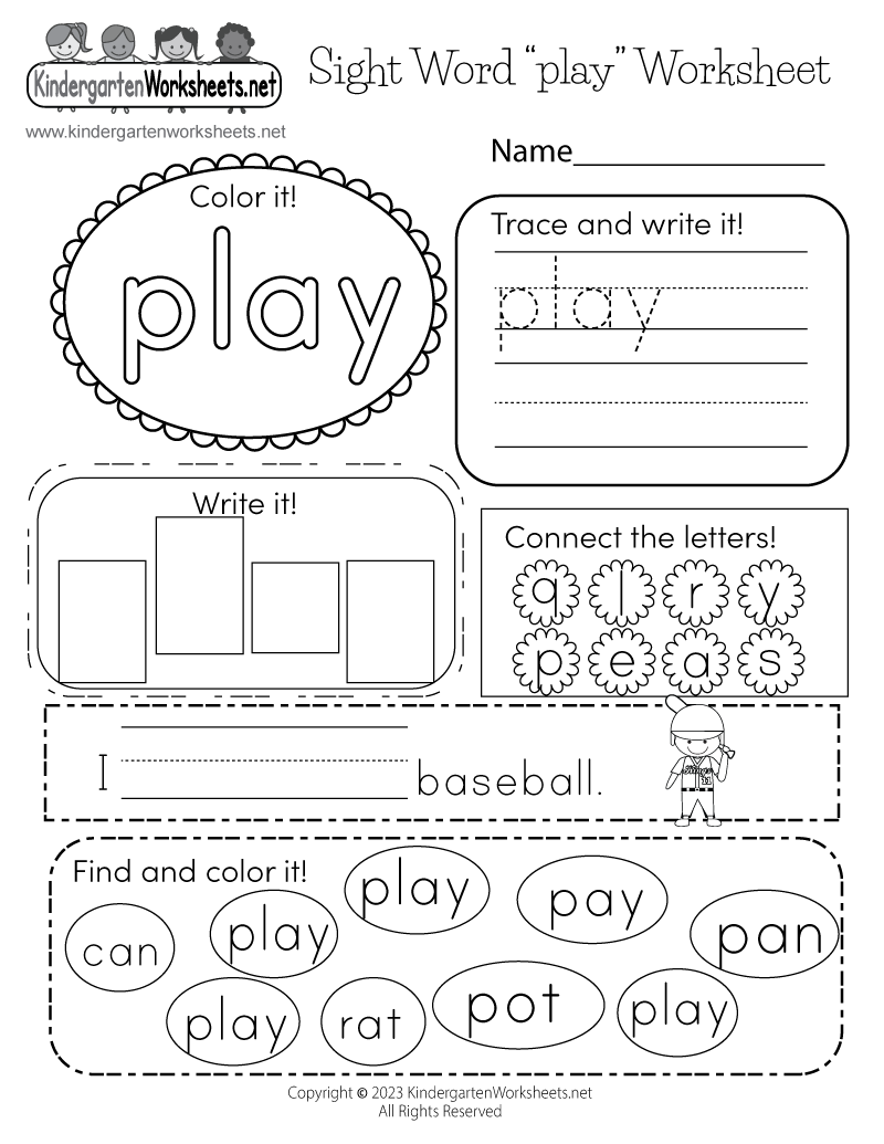 Free Printable Worksheets Kindergarten Sight Words Free Printable Worksheets Kindergarten Sight Words