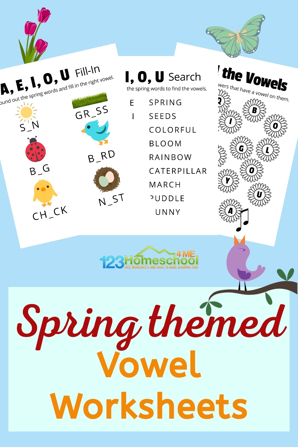 FREE Printable Spring Vowel Worksheets Kindergarten 1st Graders FREE Printable Spring Vowel Worksheets Kindergarten 1st Graders
