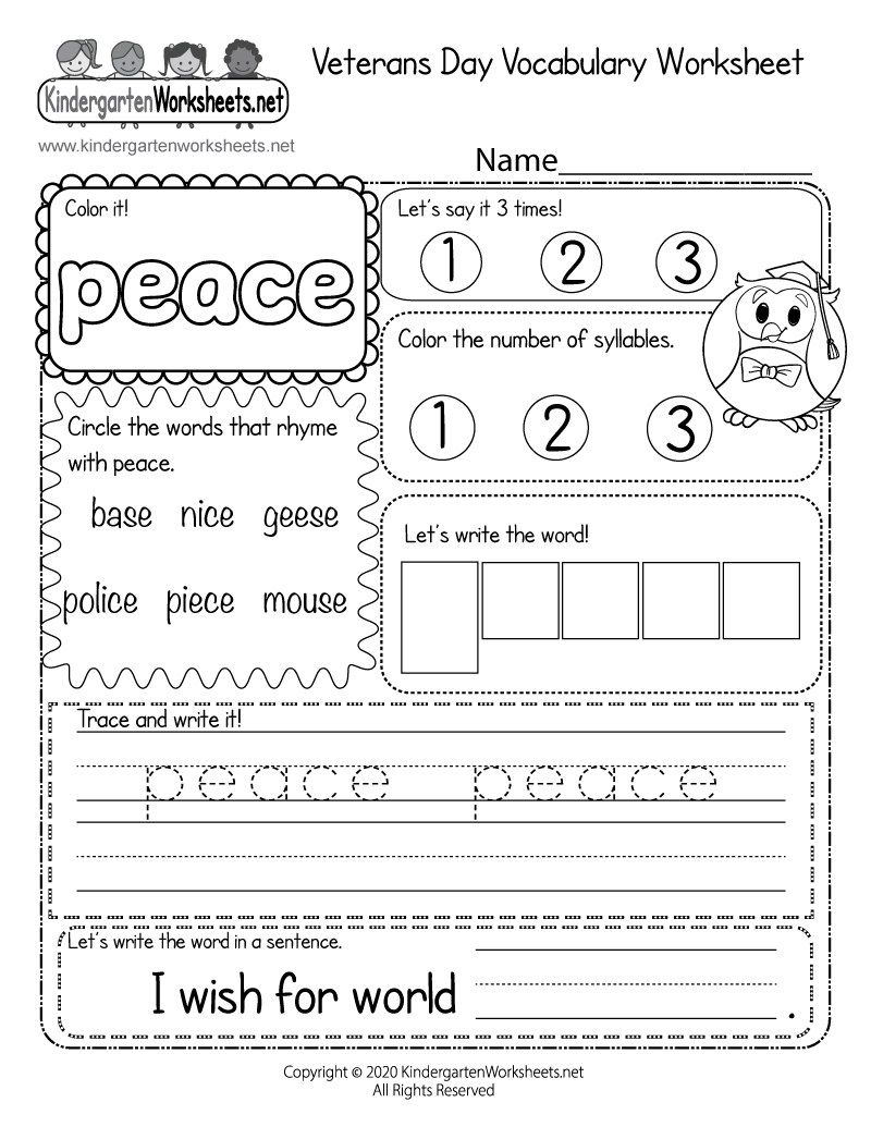 Free Printable Veterans Day Vocabulary Worksheet Free Printable Veterans Day Vocabulary Worksheet